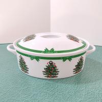 Vintage Yule Tide Ceramic 2.5 Quart Covered Casserole Dish, Georges Briard Christmas Holiday Serving Ware