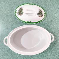 Vintage Yule Tide Ceramic 2.5 Quart Covered Casserole Dish, Georges Briard Christmas Holiday Serving Ware