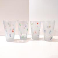 Vintage Hand Blown Millefiori Bubble Glass Highball Tumblers, Set of Four, Crate and Barrel Zazz Glasses