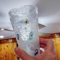 Vintage Hand Blown Millefiori Bubble Glass Highball Tumblers, Set of Four, Crate and Barrel Zazz Glasses