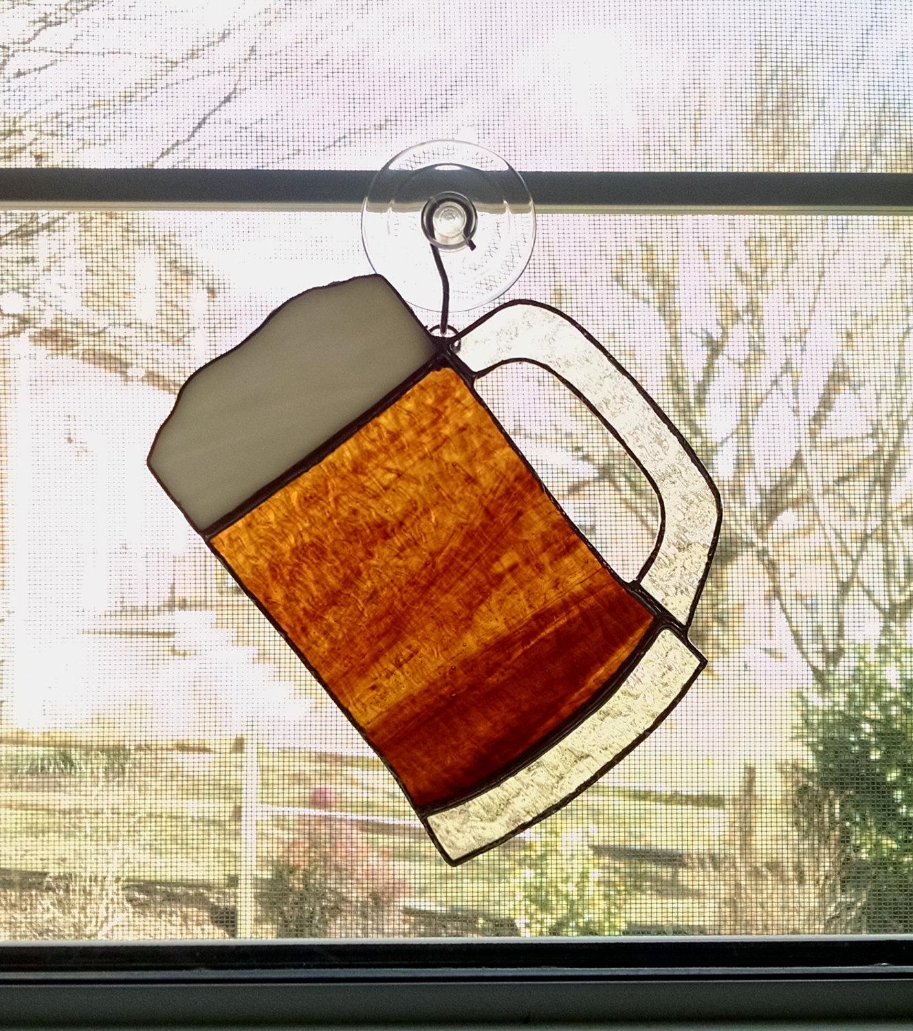 Beer Mug Stained Glass Suncatcher