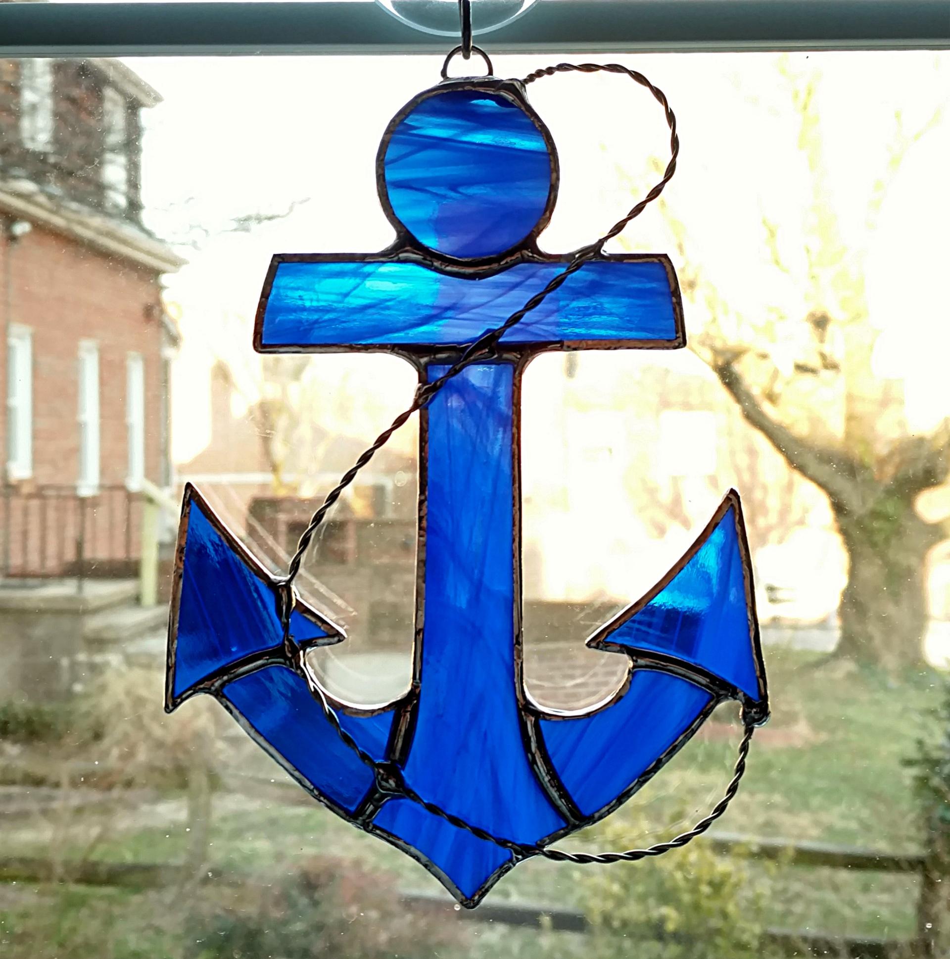 Anchor Stained Glass Suncatcher, Custom Colors Available