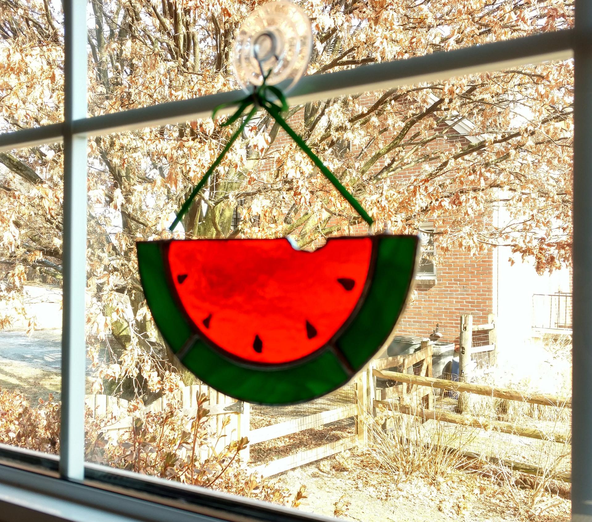 Stained Glass Watermelon Slice Suncatcher