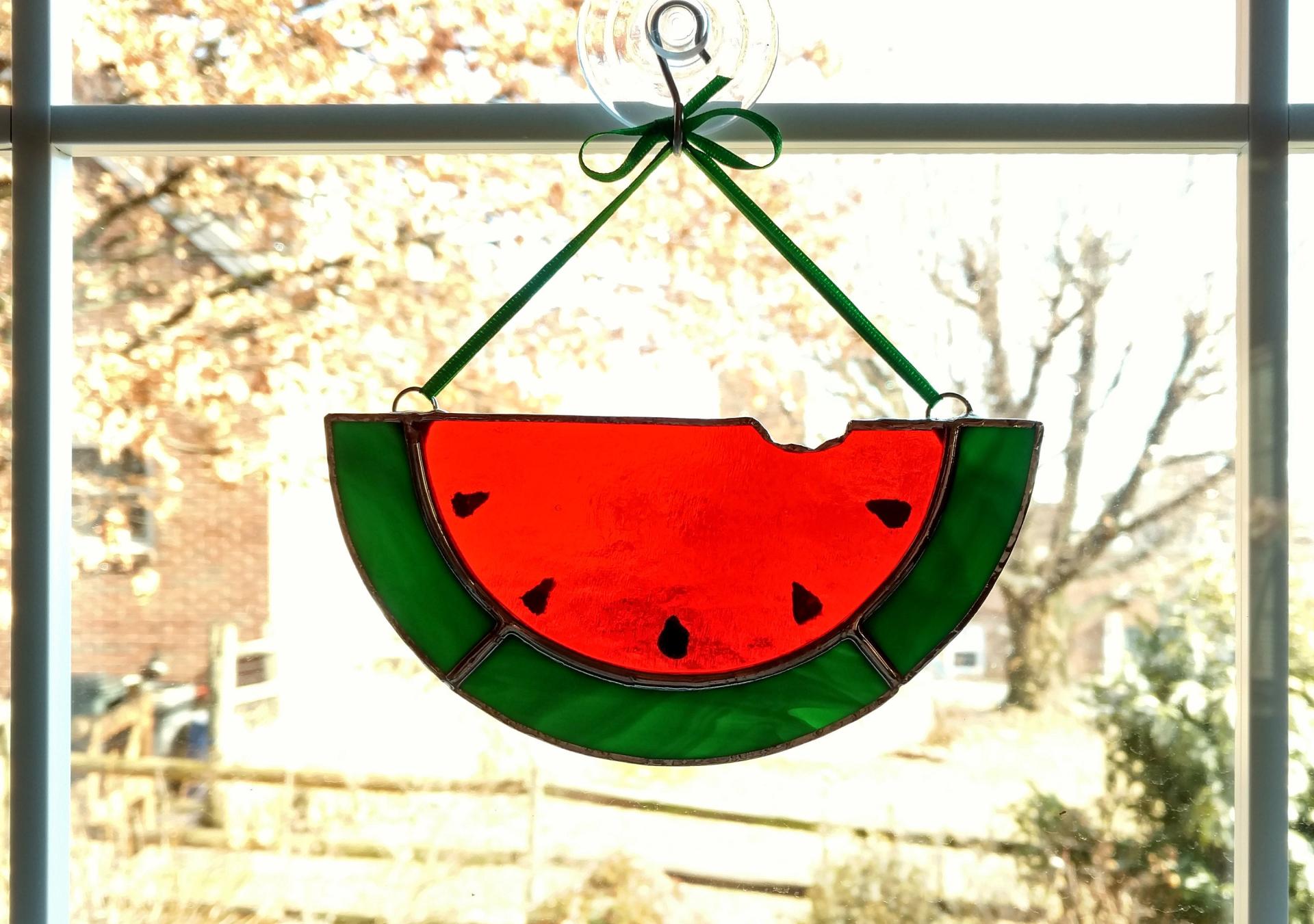 Stained Glass Watermelon Slice Suncatcher