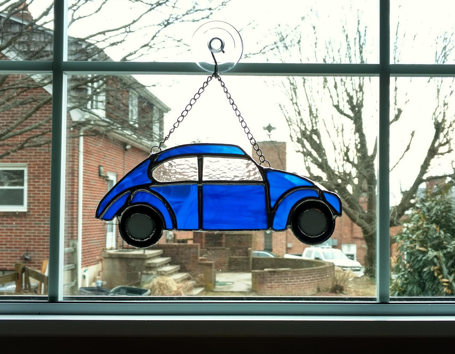 VW Bug Stained Glass Car Suncatcher, Custom Colors Available 