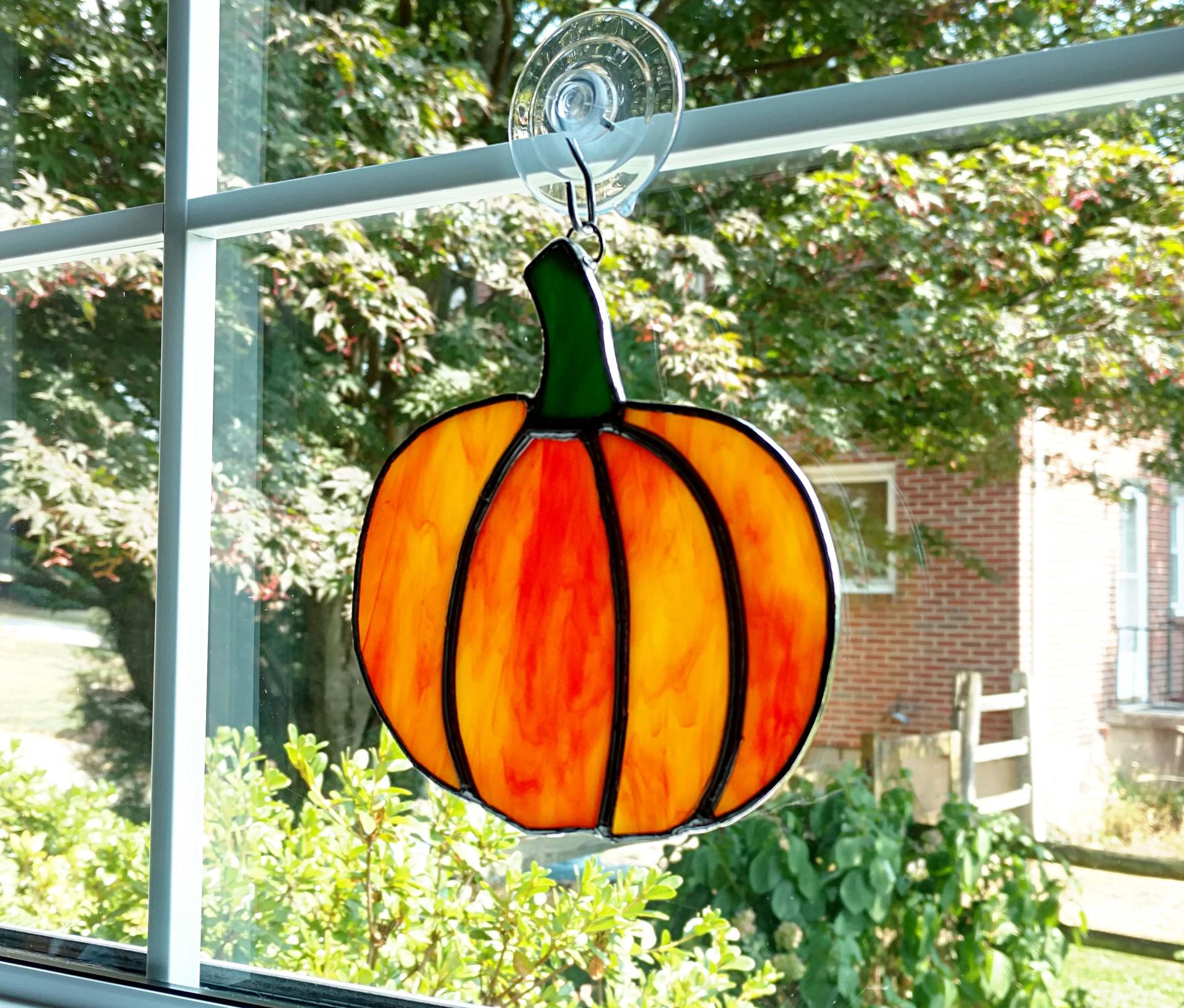 Pumpkin Stained Glass Suncatcher