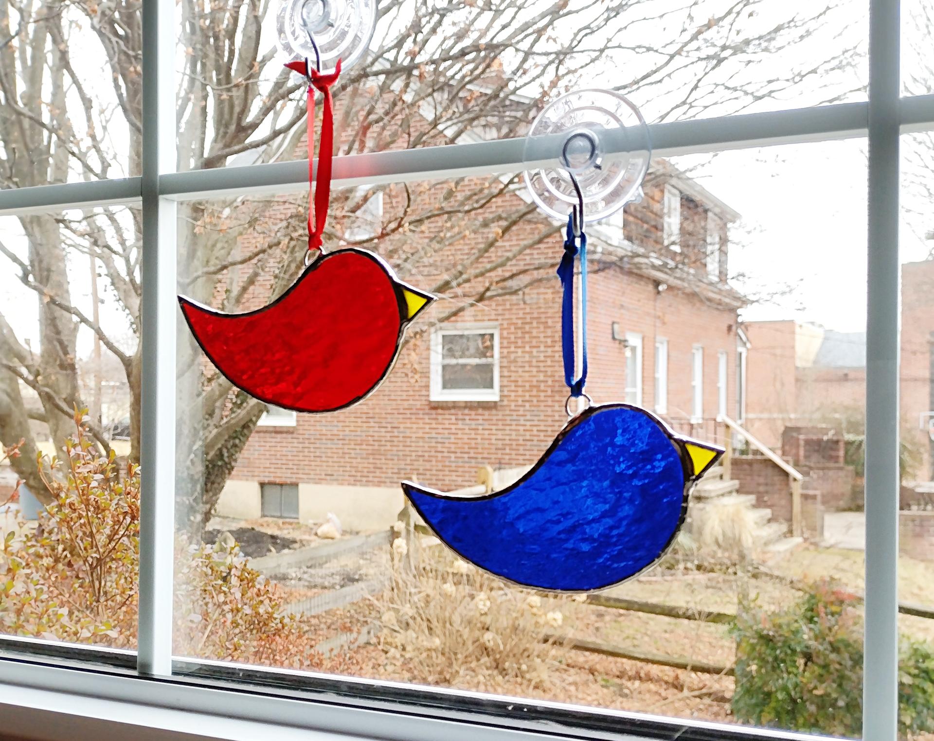 Stained Glass Bird Suncatcher, Custom Colors Available