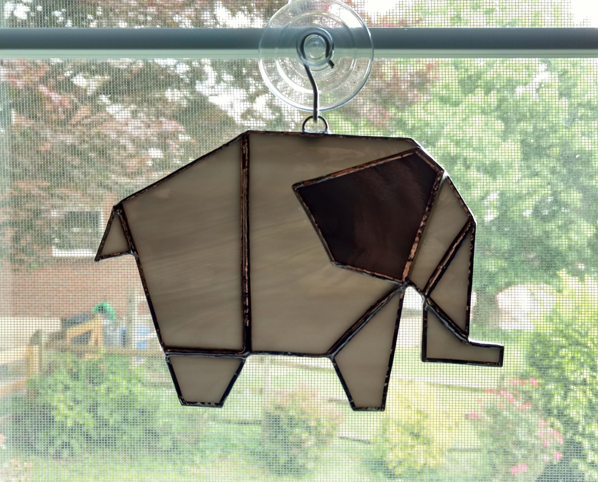 Stained Glass Elephant Suncatcher, Gray or Blue