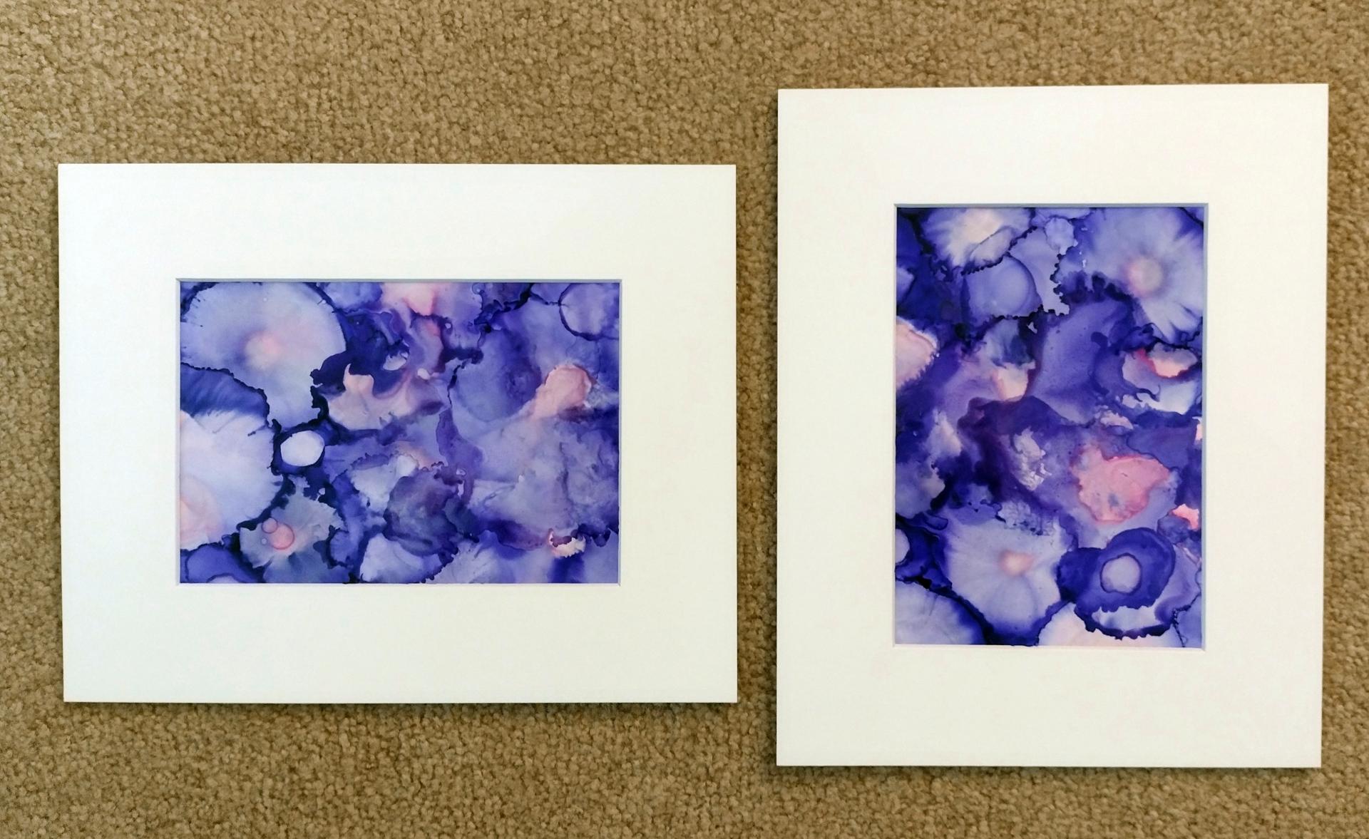 Alcohol Ink Painting Grouping, Set of 2, Purple and Pink Pearlized