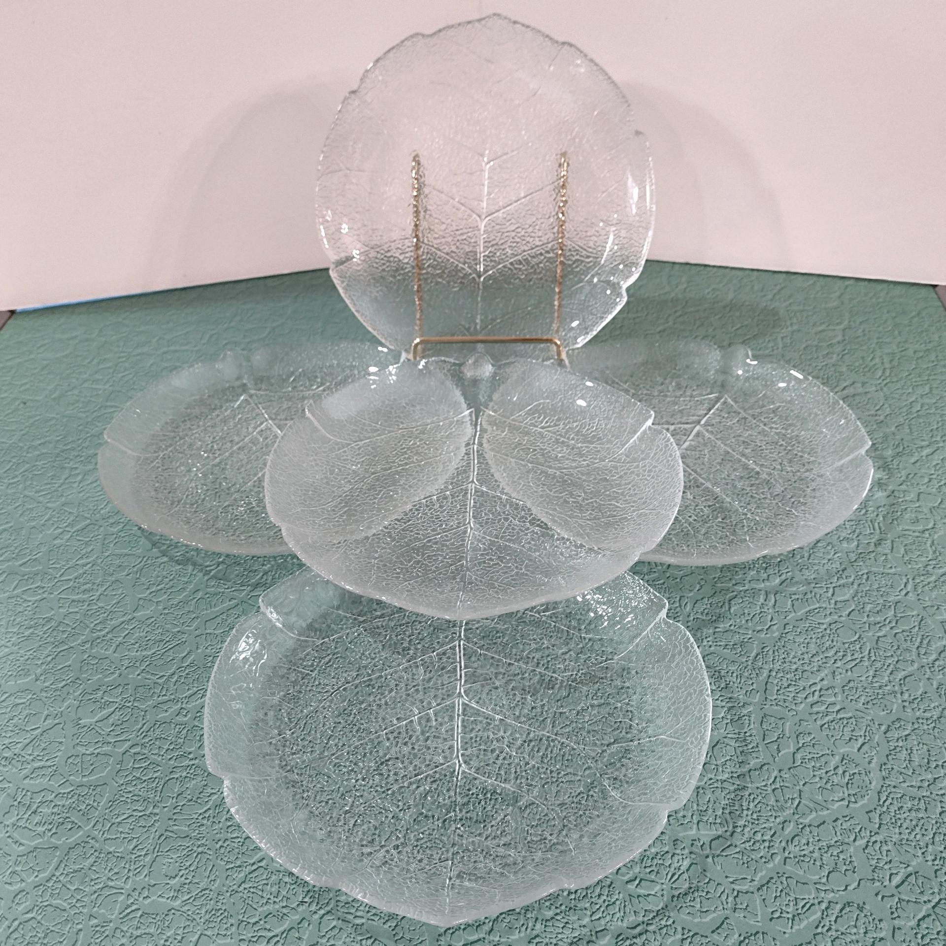 Vintage Arcoroc Aspen Leaf Salad Plates, Set of Five
