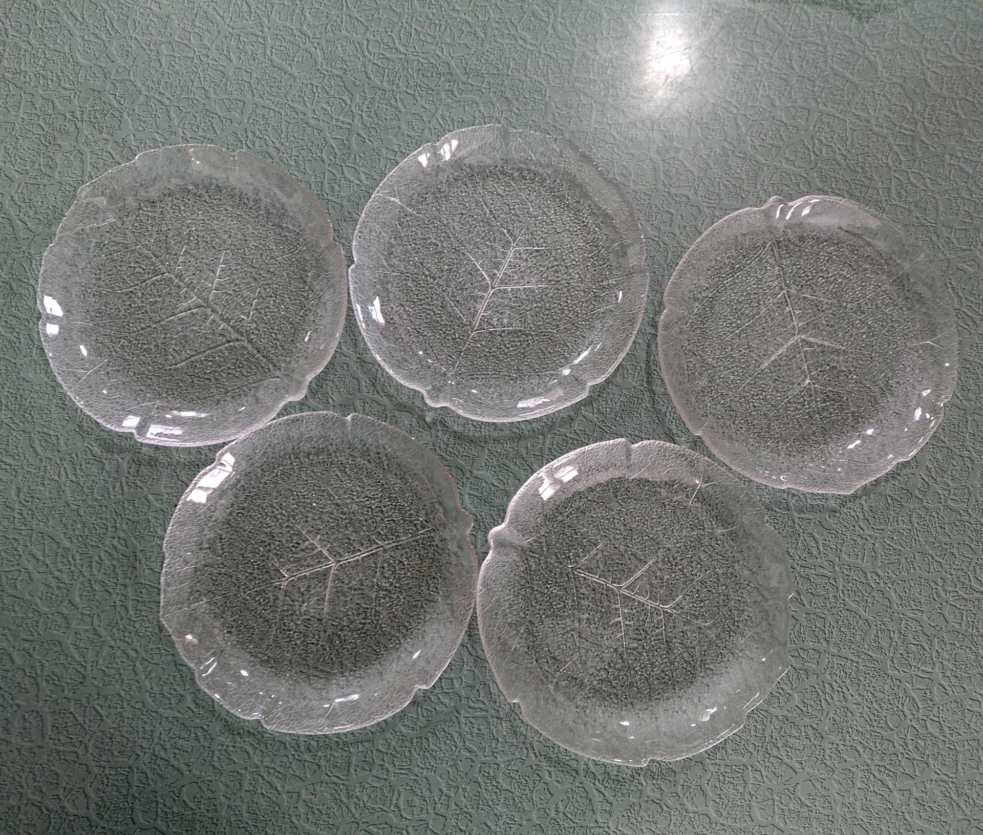 Vintage Arcoroc Aspen Leaf Salad Plates, Set of Five