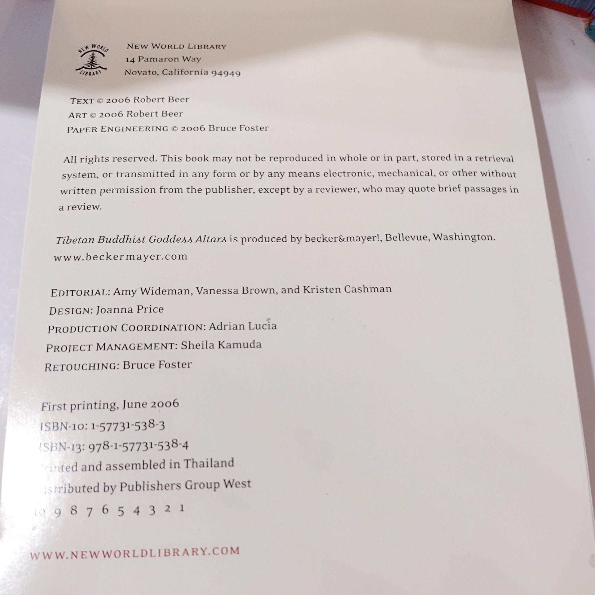 Vintage Tibetan Buddhist Goddess Alters Pop-up Book, A Pop-up Gallery of Traditional Art and Wisdom