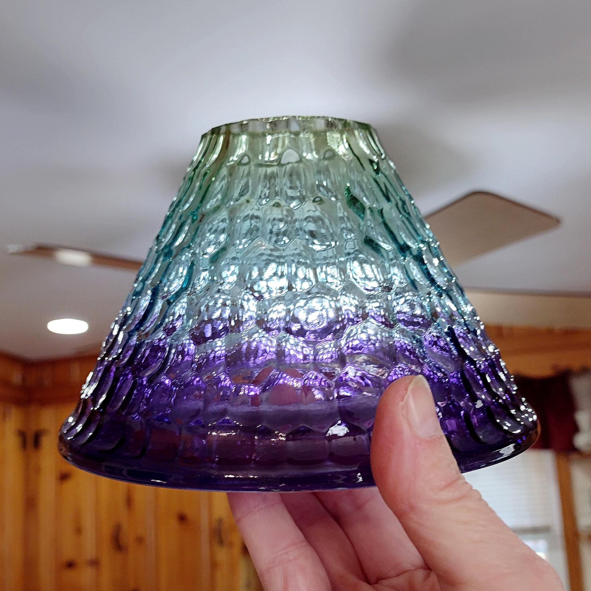 Vintage Yankee Candle Mottled Glass Shade Jar Topper, Aqua Marine