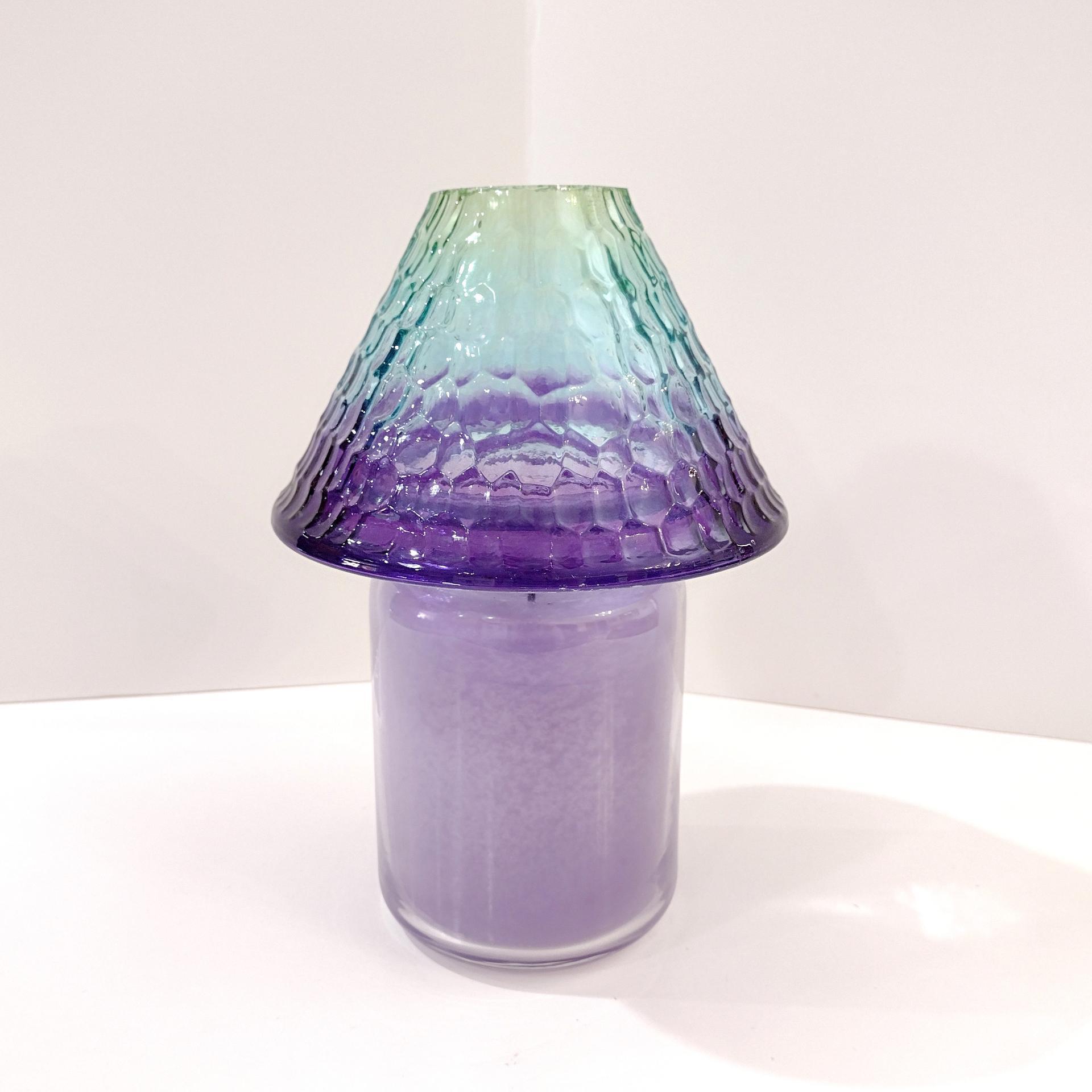 Vintage Yankee Candle Mottled Glass Shade Jar Topper, Aqua Marine