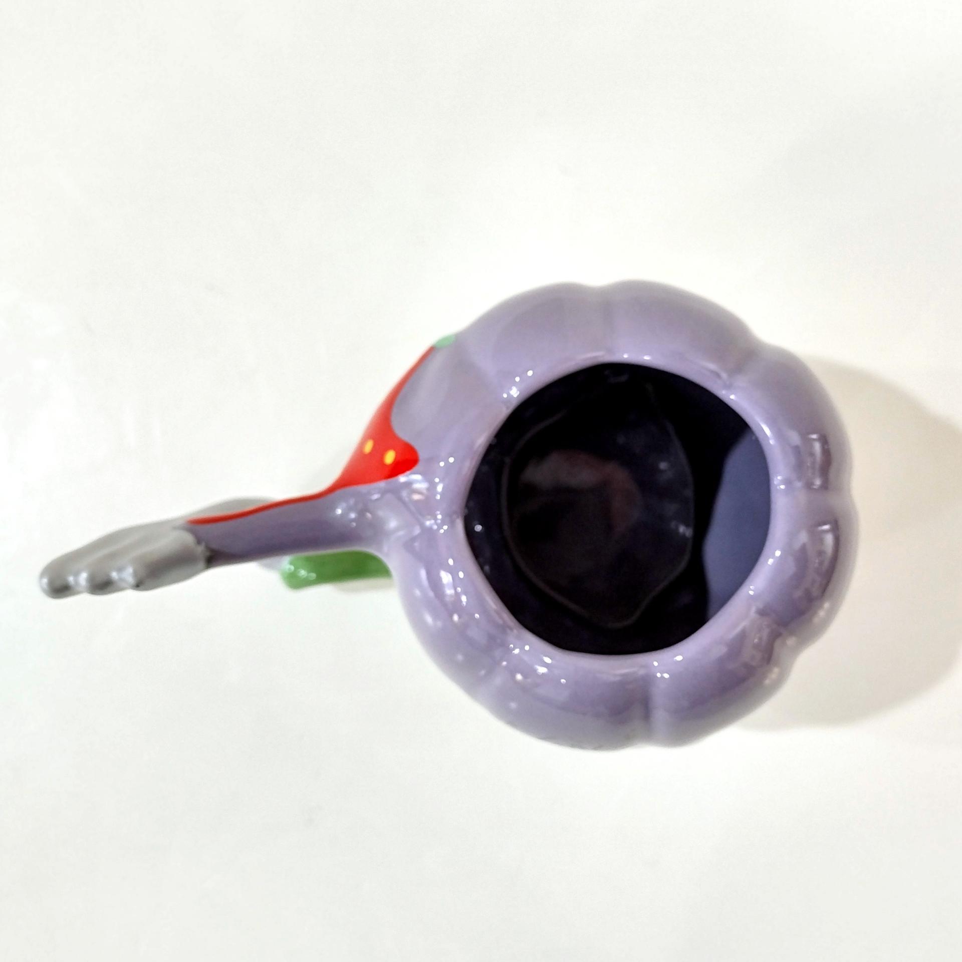 Vintage Disney Parks Little Mermaid Ariel Ceramic Mug, Purple and Red Starfish Shell Mug with Trident Handle