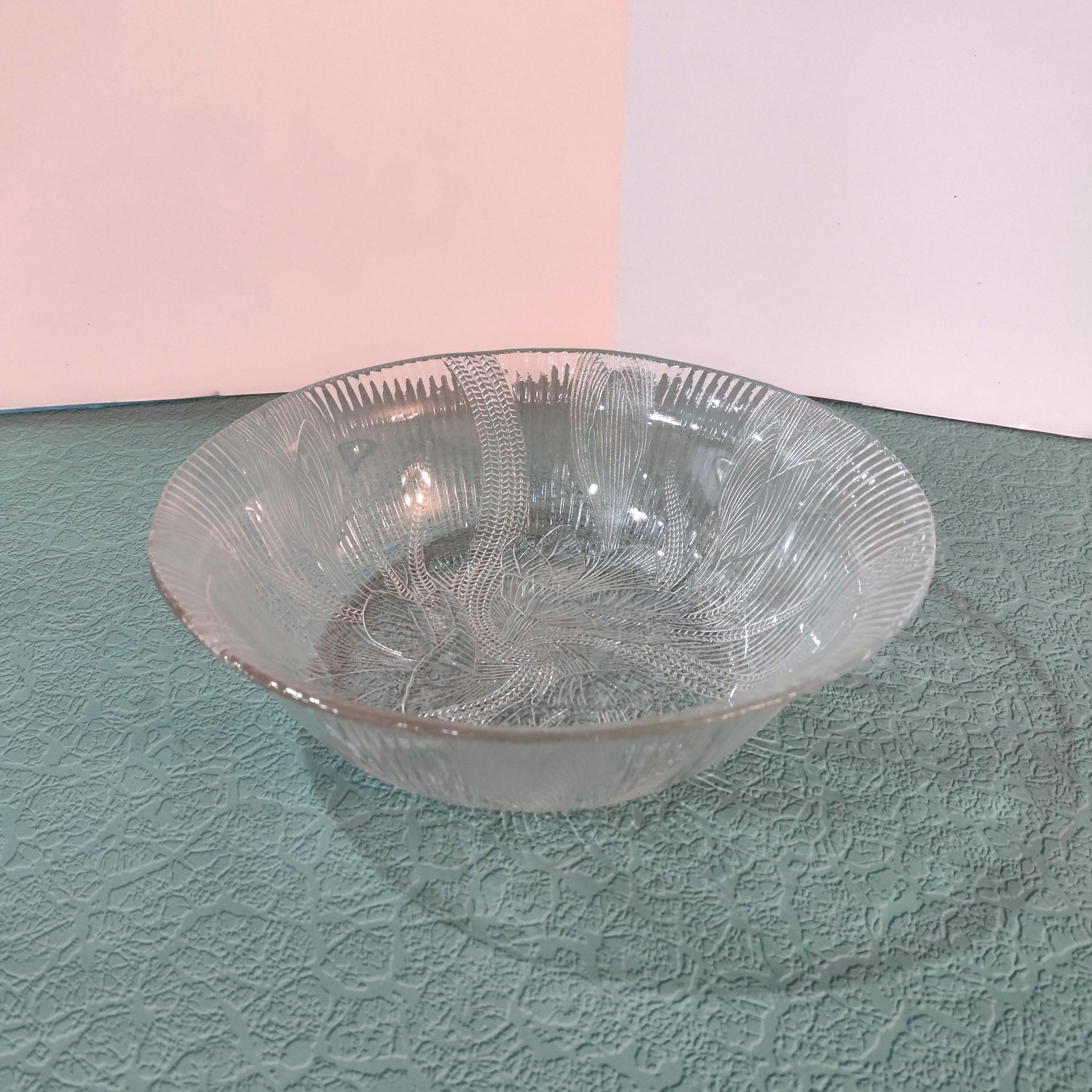 Vintage Arcoroc Canterbury Crocus 9" Salad Serving Bowl, Clear Glass Fruit Bowl