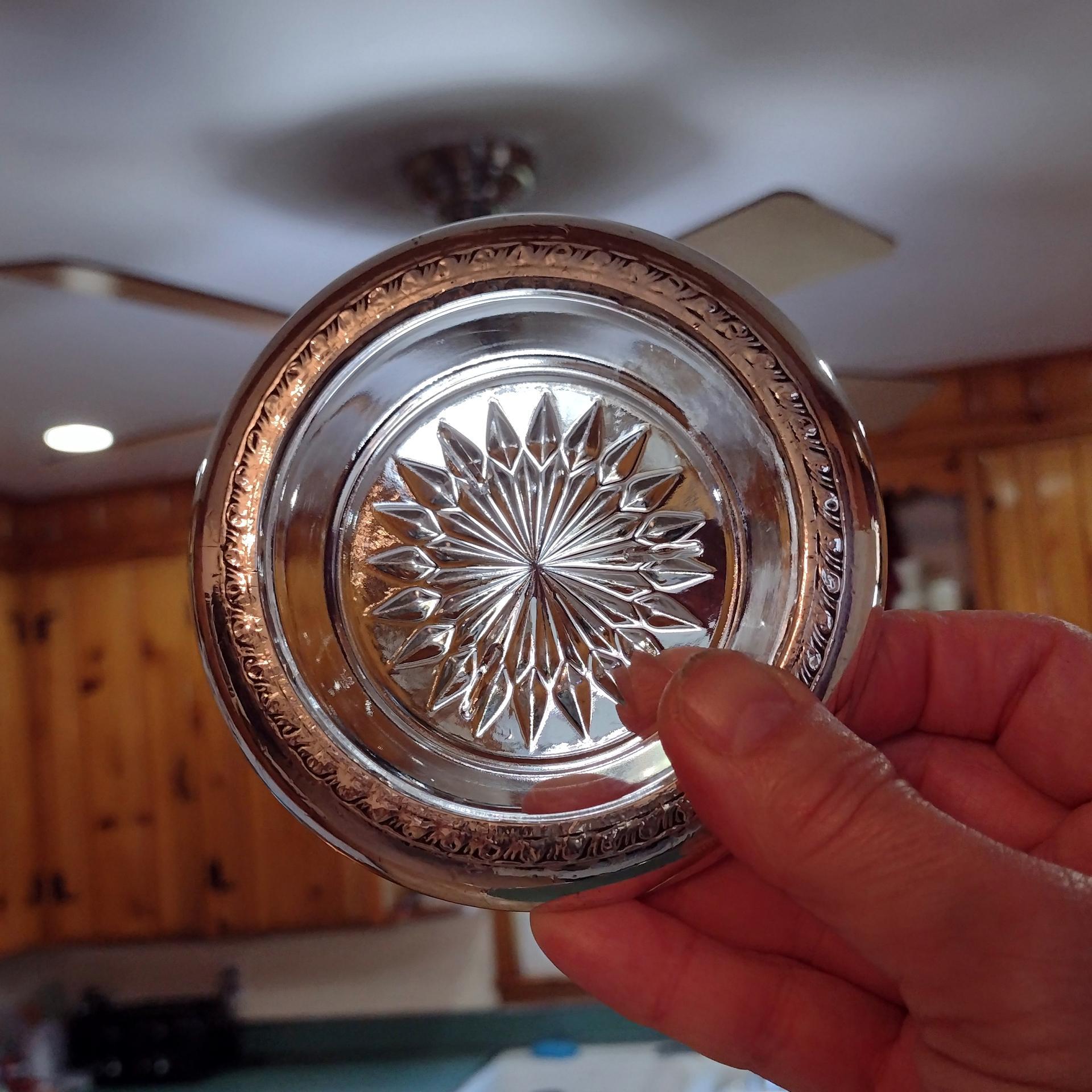 Vintage Silver Plated Glass Ashtrays, Set of Two