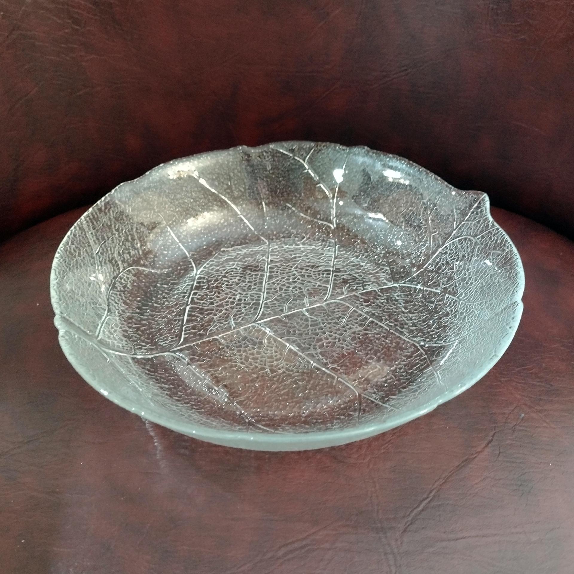 Vintage Arcoroc France Aspen Leaf Clear Glass Coupe Soup Bowl