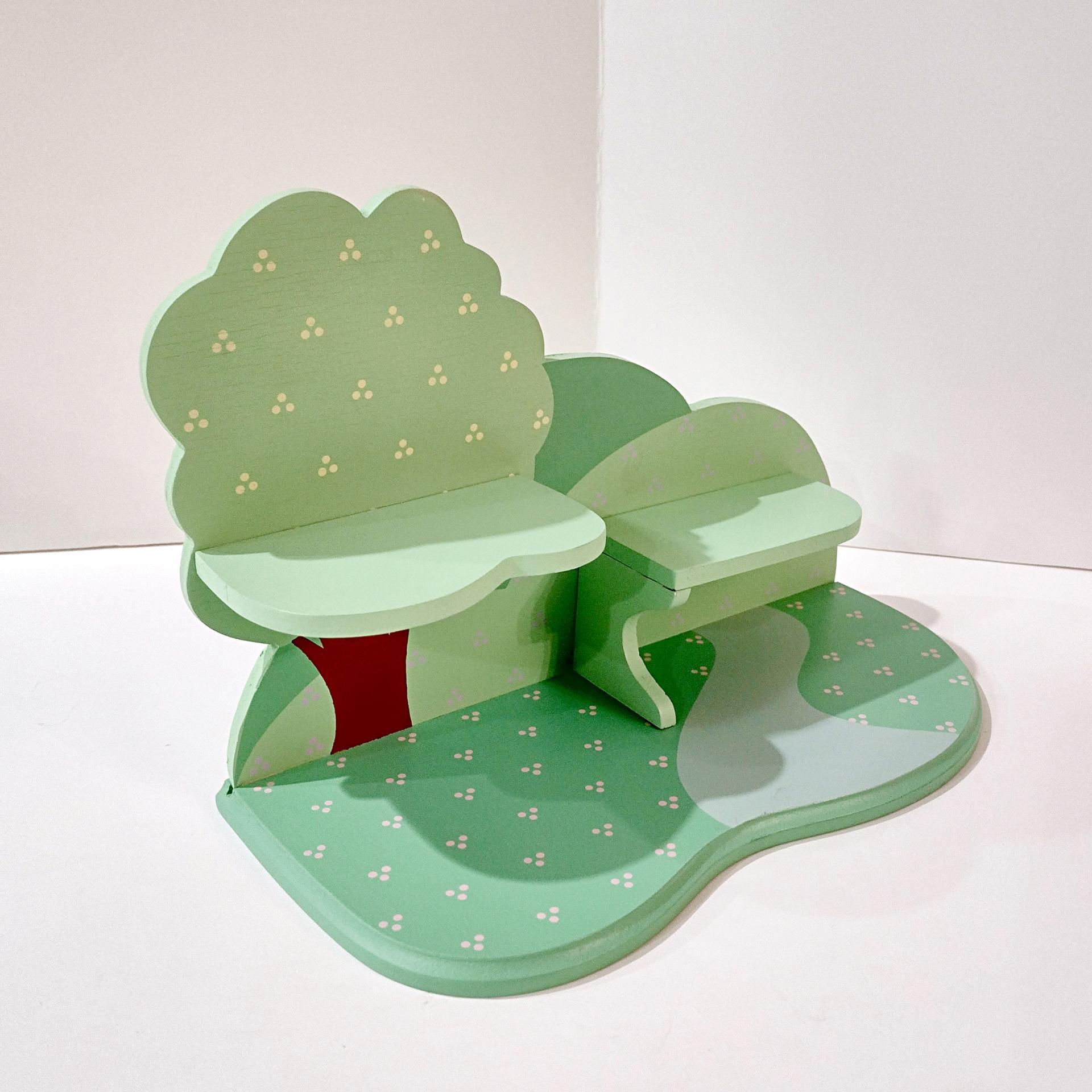 Vintage Avon Best Buddies Display Shelf, Wall Mount or Tabletop Green Tree Wooden Shelf, Kids Room Decor