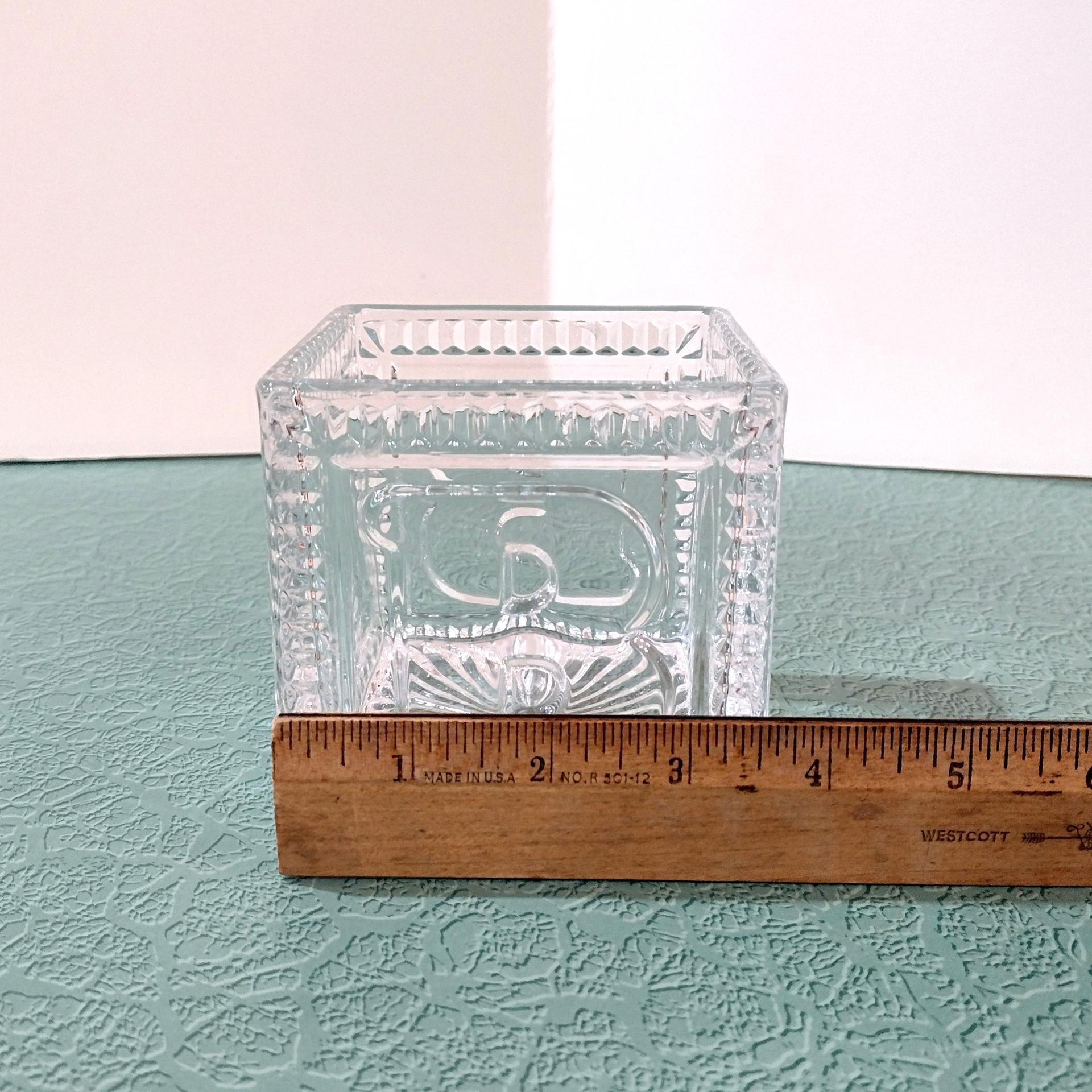Vintage Glass Baby Cube Box, Storage Holder, Planter Pot