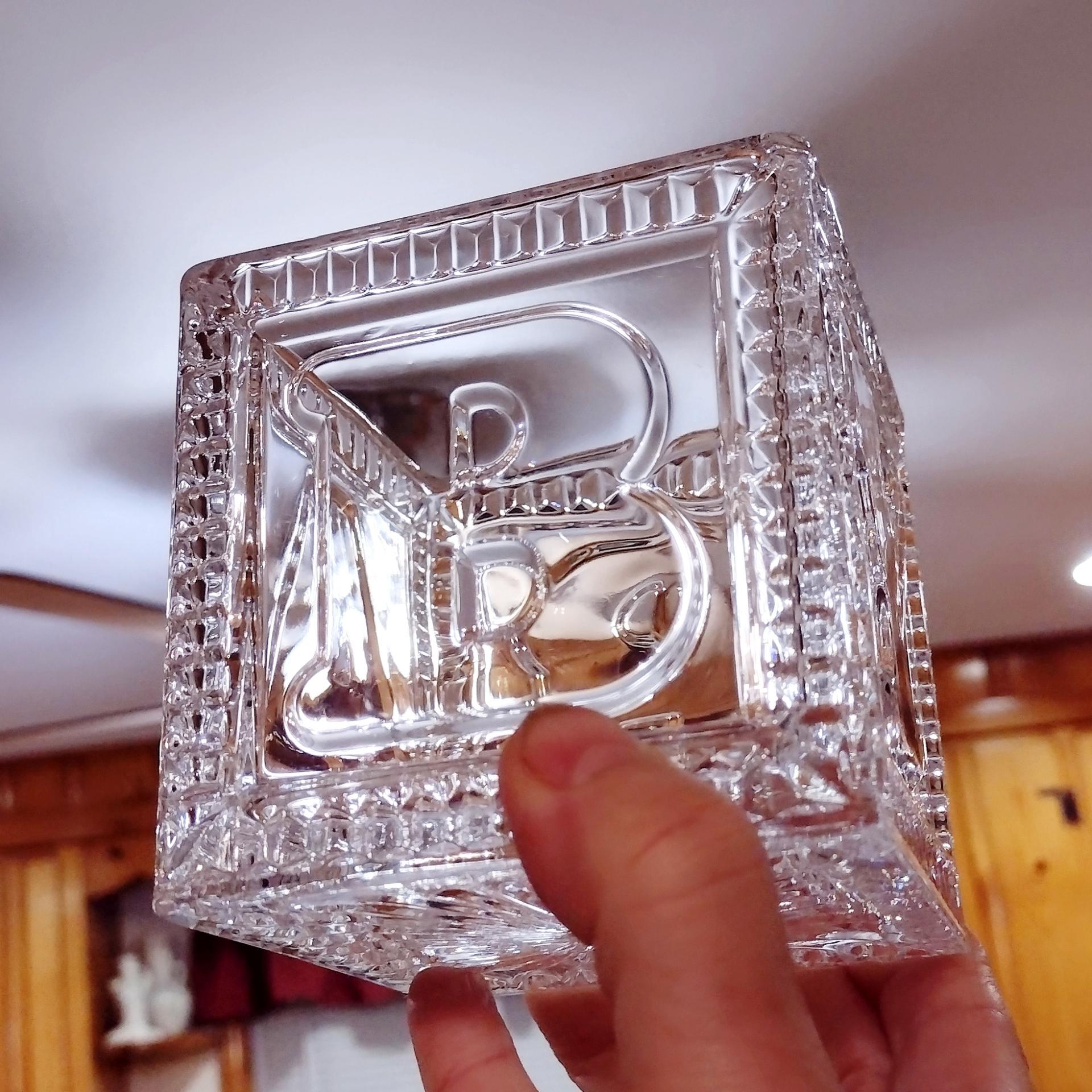 Vintage Glass Baby Cube Box, Storage Holder, Planter Pot