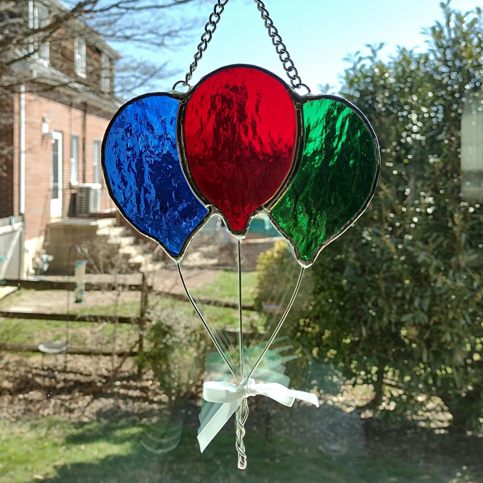 Stained Glass Balloons Suncatcher, Custom Colors Available