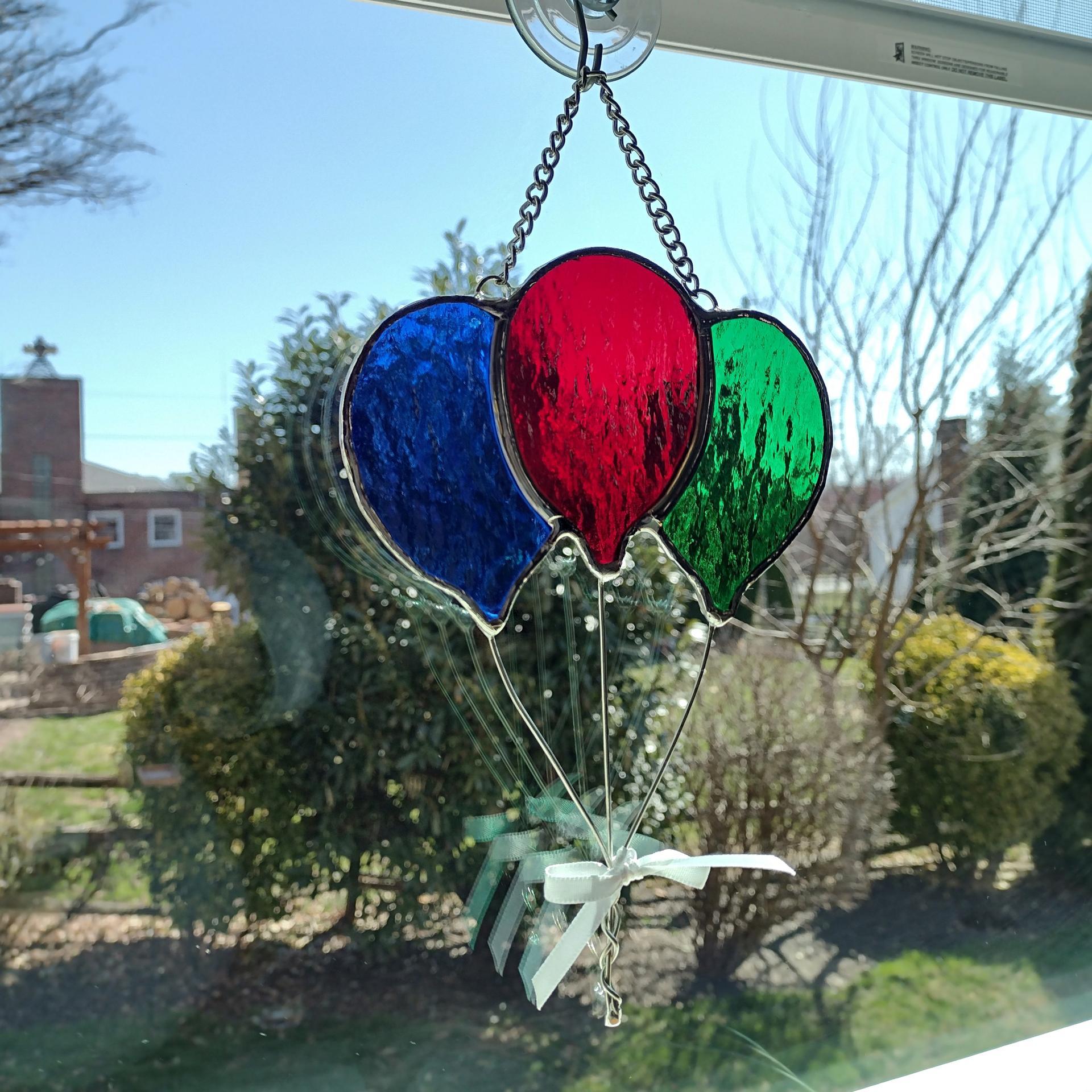 Stained Glass Balloons Suncatcher, Custom Colors Available