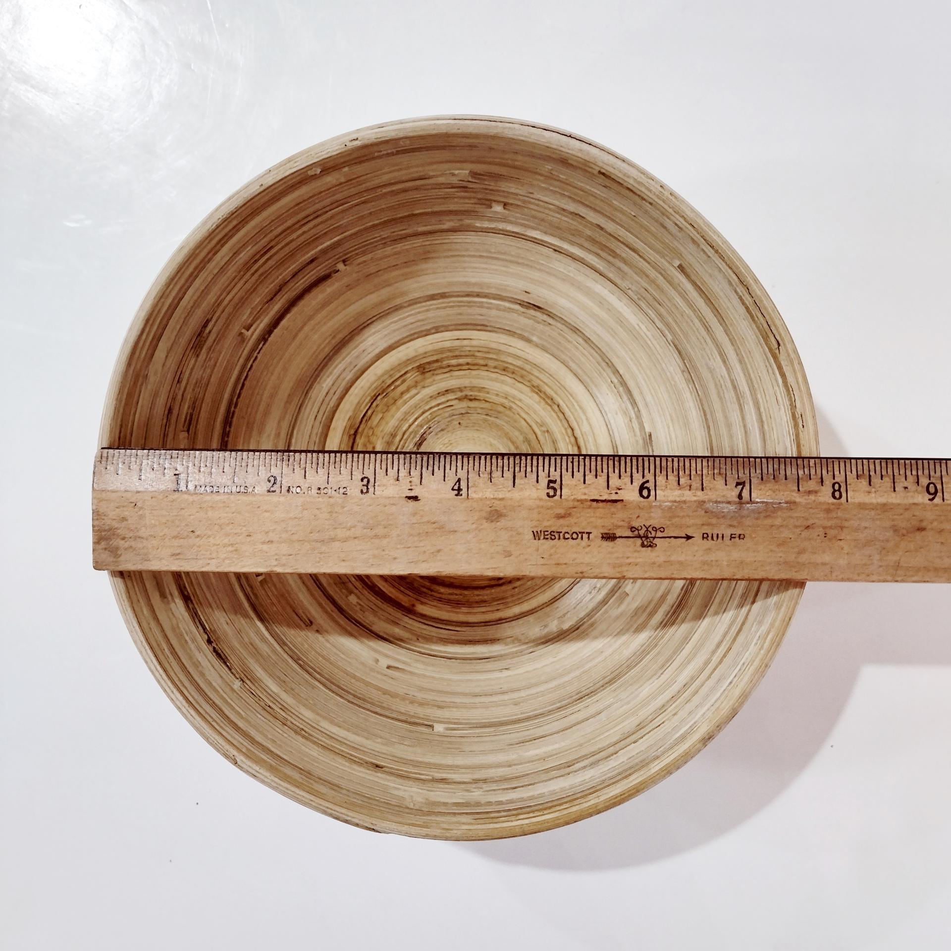 Vintage Bamboo Salad Soup Serving Bowls, Set of Two