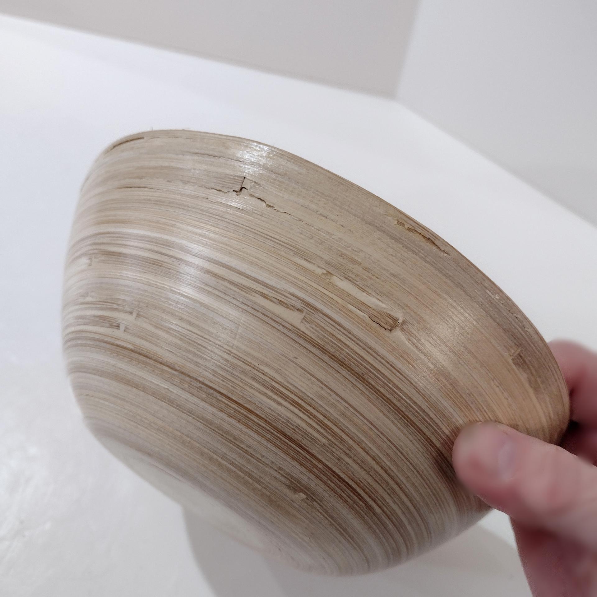 Vintage Bamboo Salad Soup Serving Bowls, Set of Two