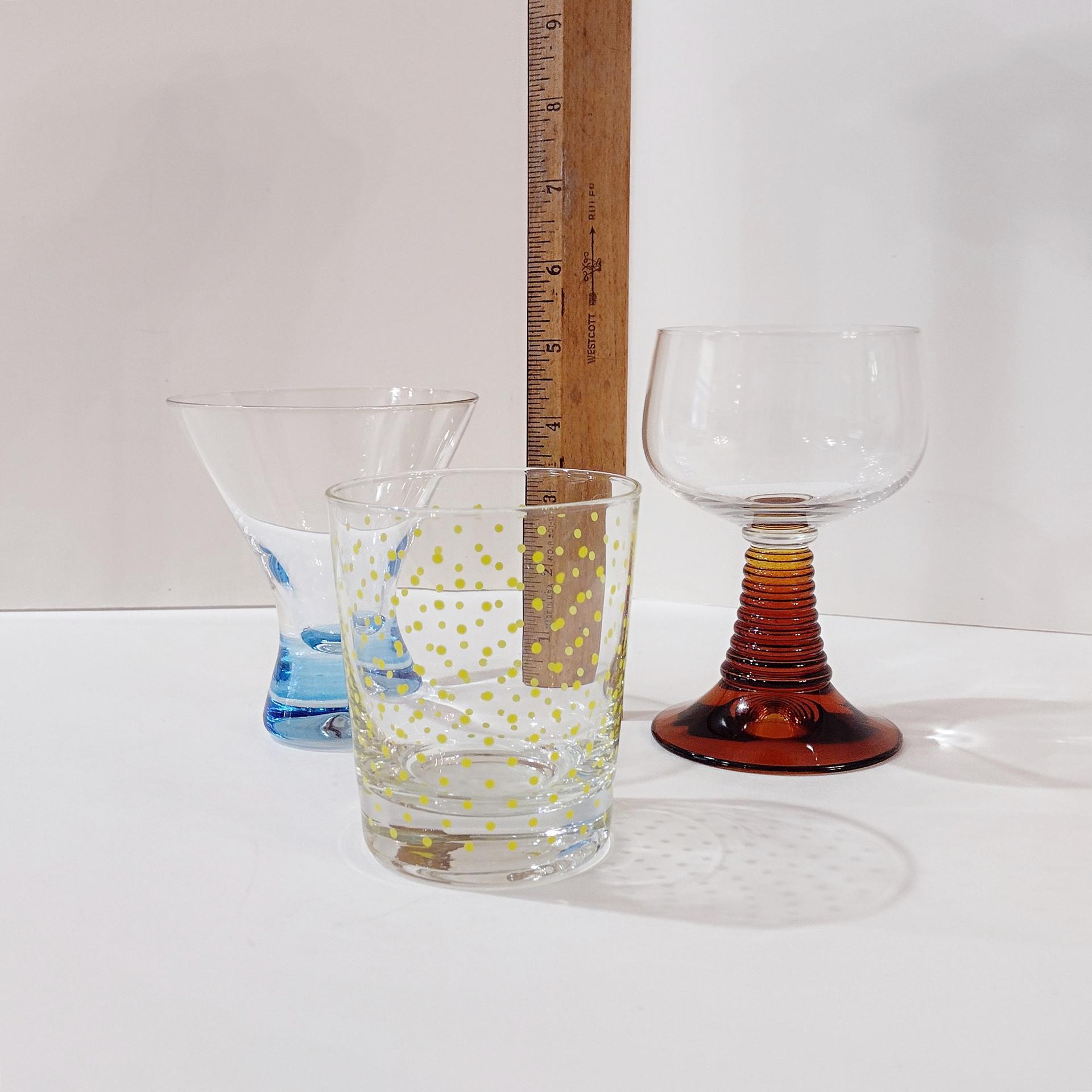 Vintage Cocktail Glasses, Set of Three, Variety Barware