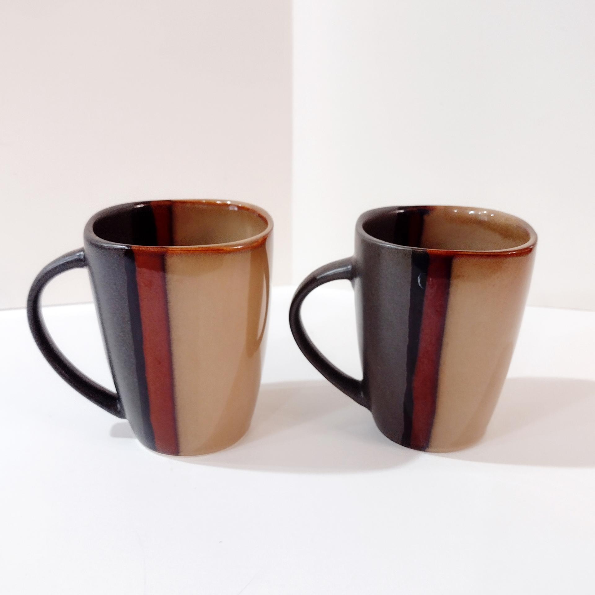 Bazaar Brown Stoneware 16 Ounce Mugs, Set of Two