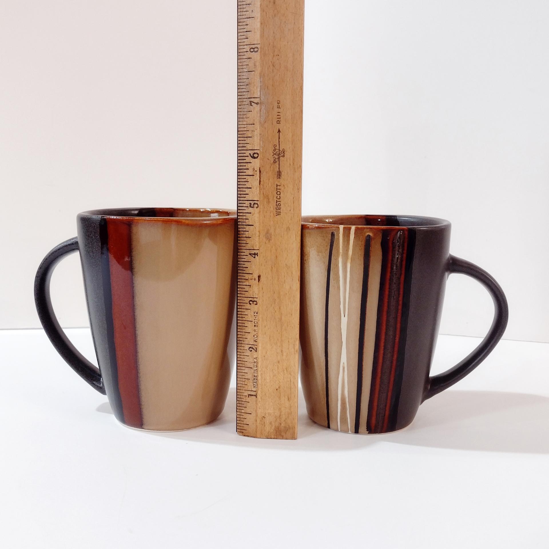 Bazaar Brown Stoneware 16 Ounce Mugs, Set of Two