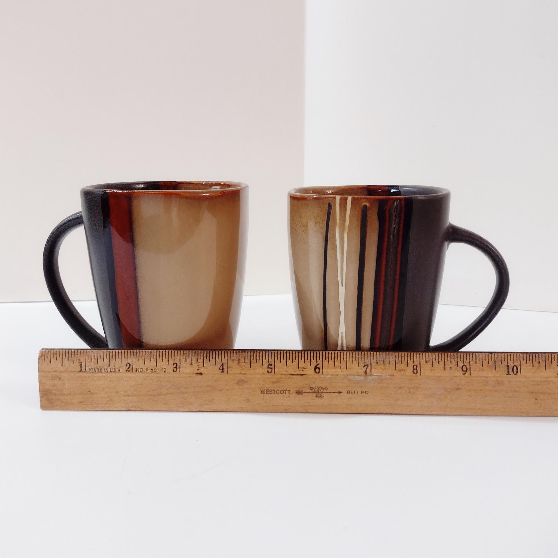 Bazaar Brown Stoneware 16 Ounce Mugs, Set of Two
