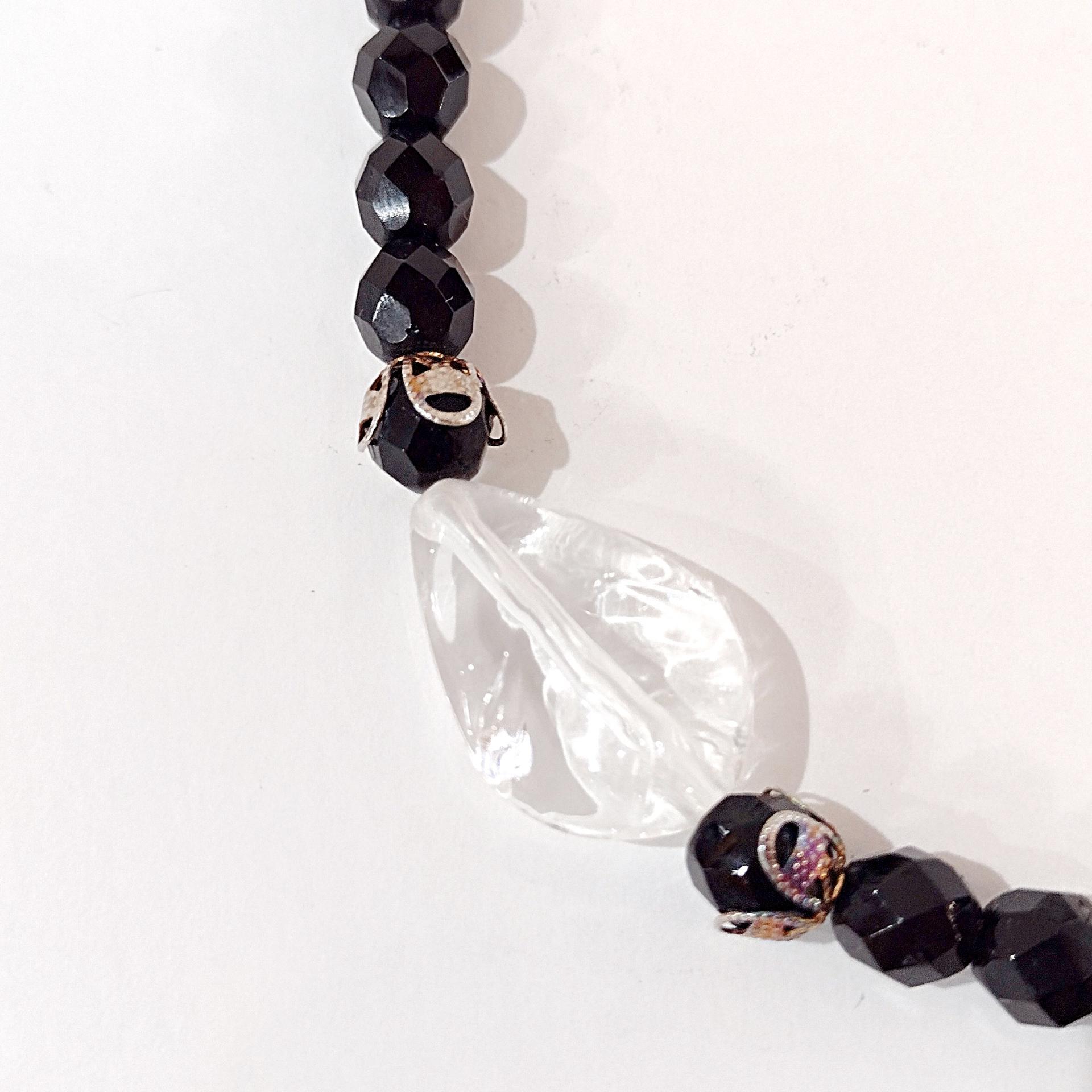 Vintage Black and Clear Beaded 18 Inch Necklace
