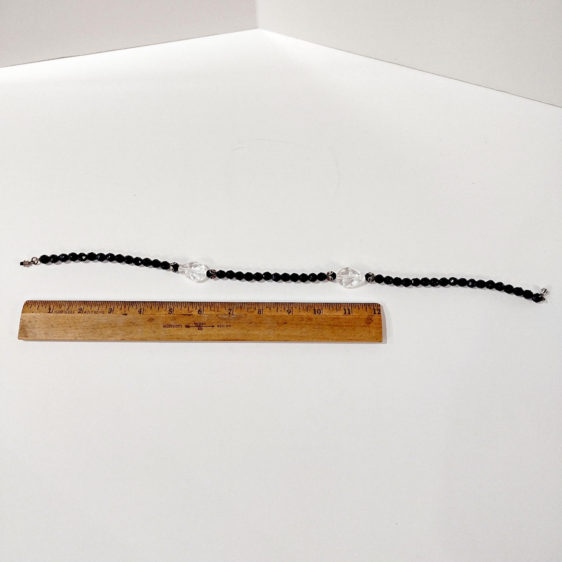 Vintage Black and Clear Beaded 18 Inch Necklace