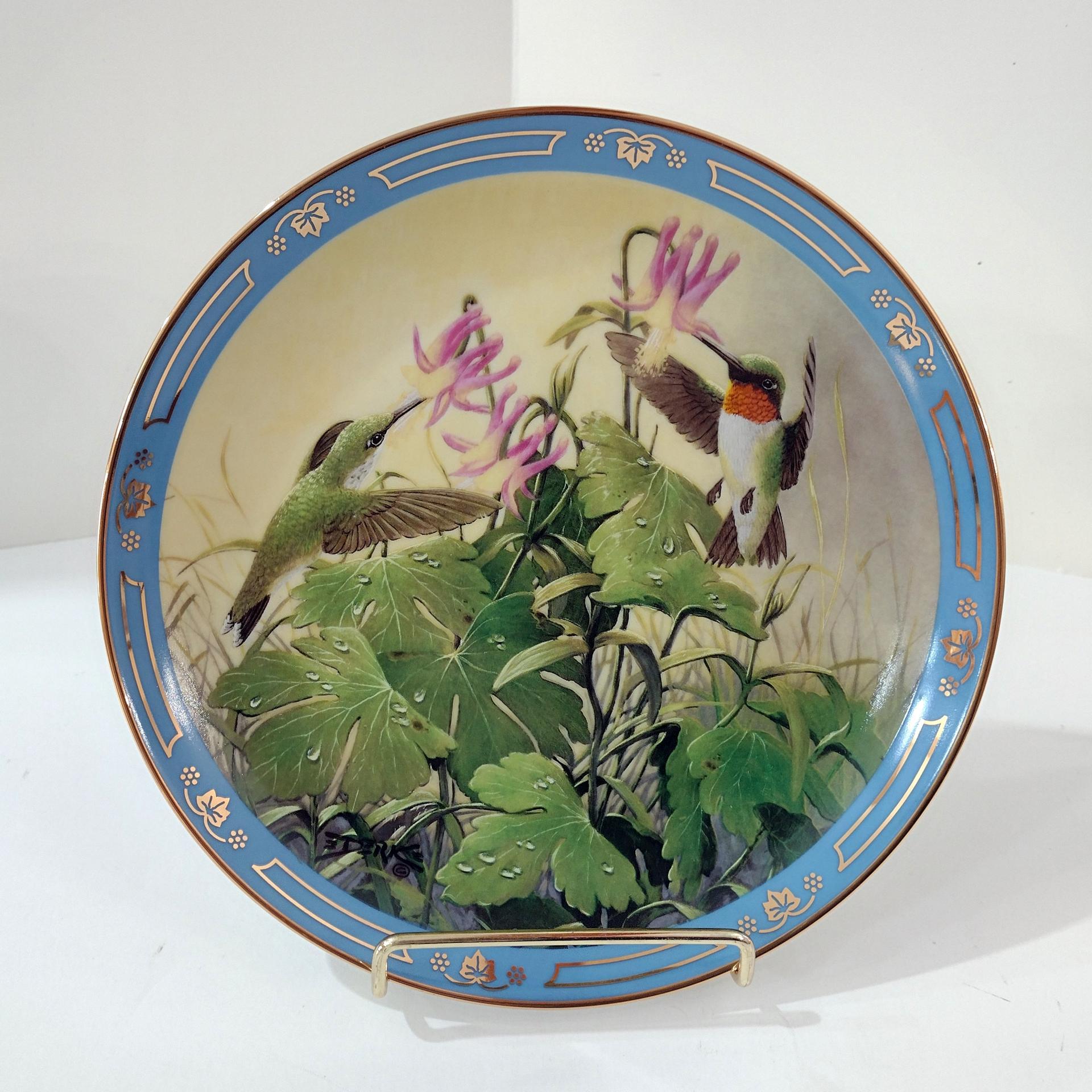 Vintage Danbury Mint Winged Treasures Bird Collector Plates, Set of Four