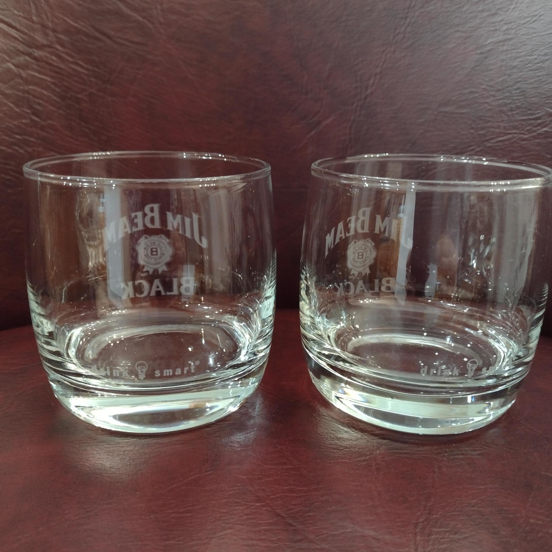 Vintage Jim Beam Black Rocks Whiskey Glasses, Set of Two