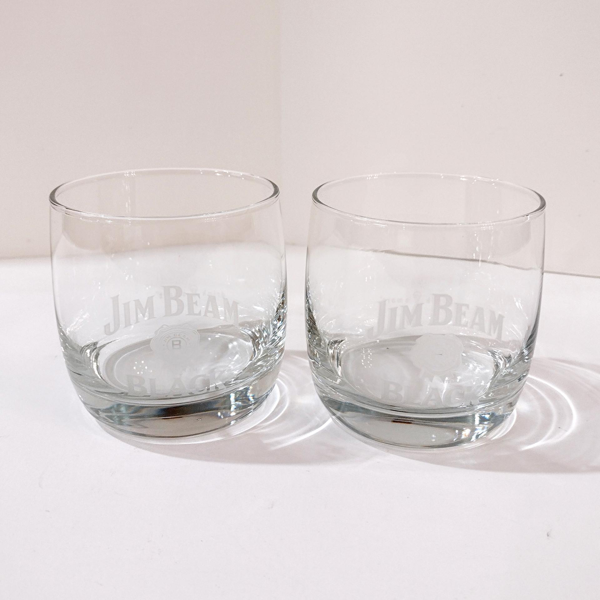 Vintage Jim Beam Black Rocks Whiskey Glasses, Set of Two