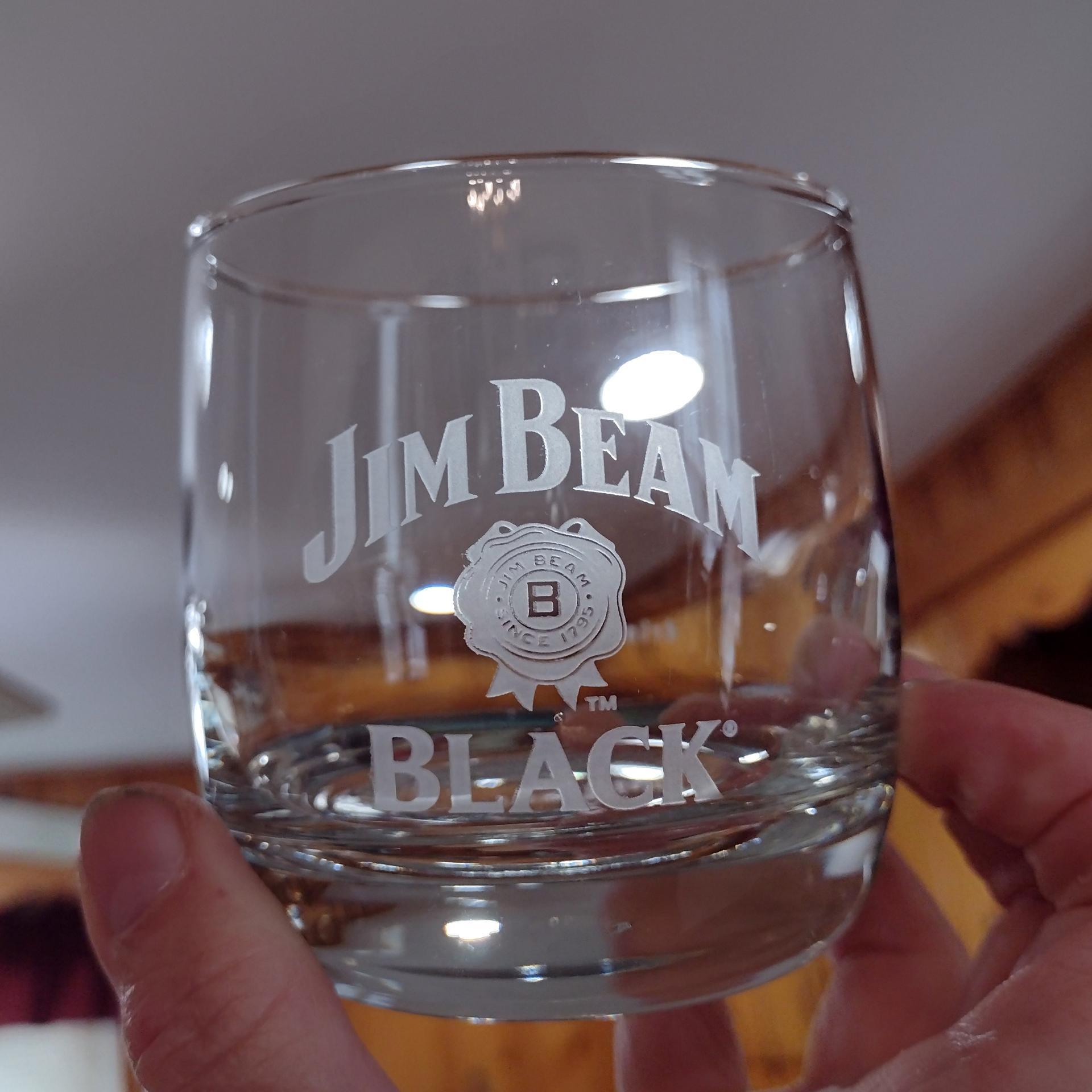 Vintage Jim Beam Black Rocks Whiskey Glasses, Set of Two