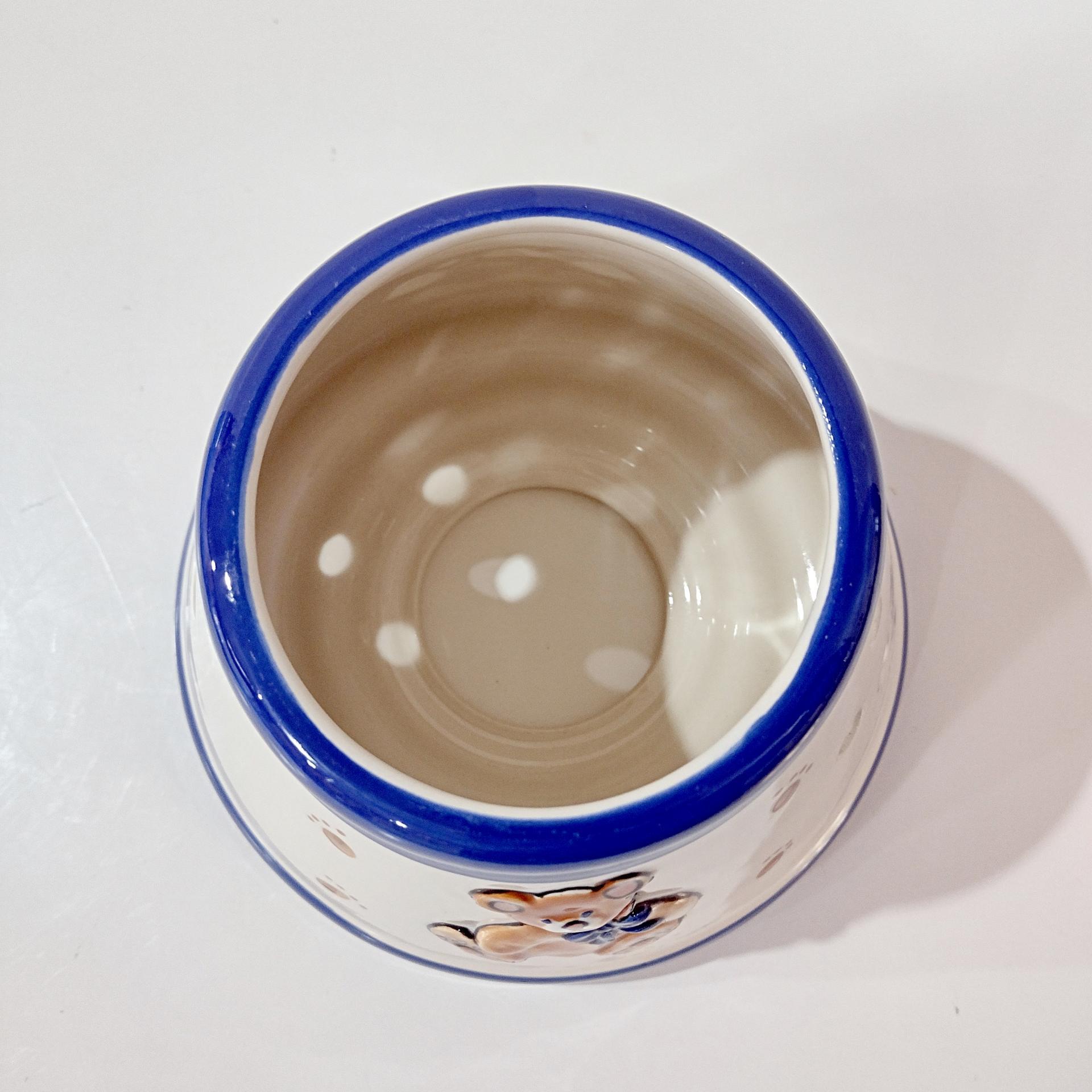 Vintage Jar Candle Ceramic Shade Jar Topper with Teddy Bear Design, Childs Room Nursery Decor