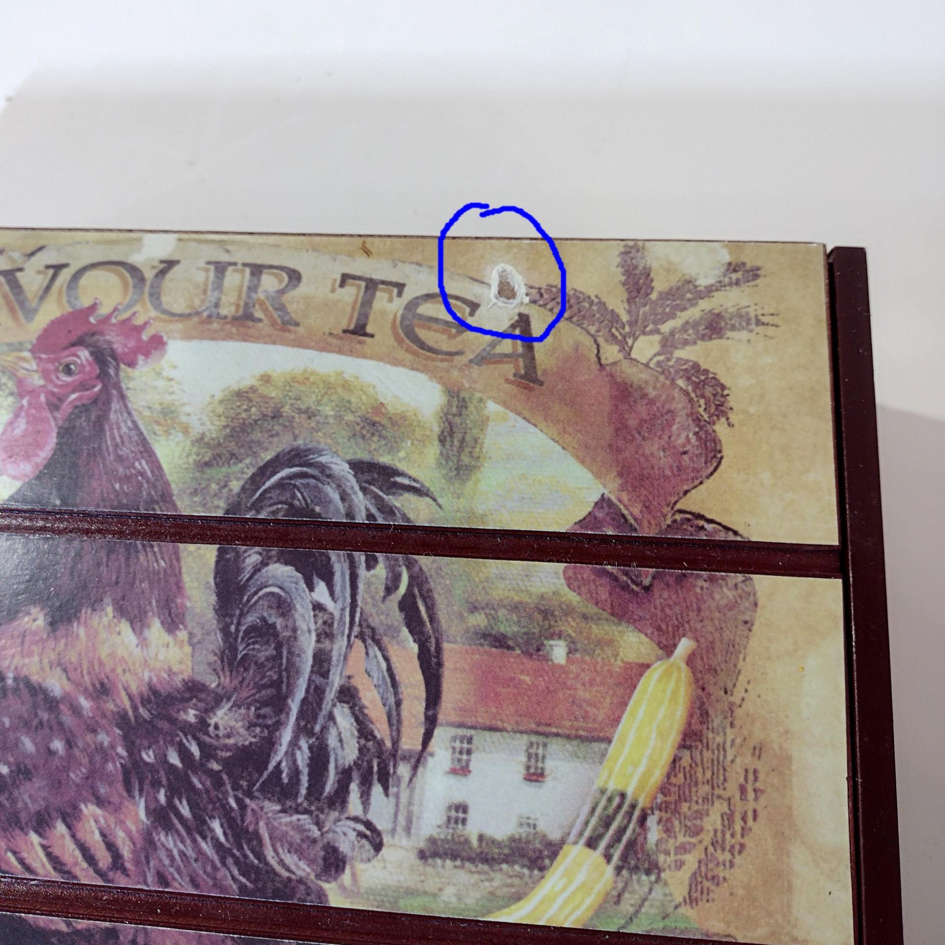 Vintage Bentley's Fine Teas Divided Storage Box with Rooster Chicken Design