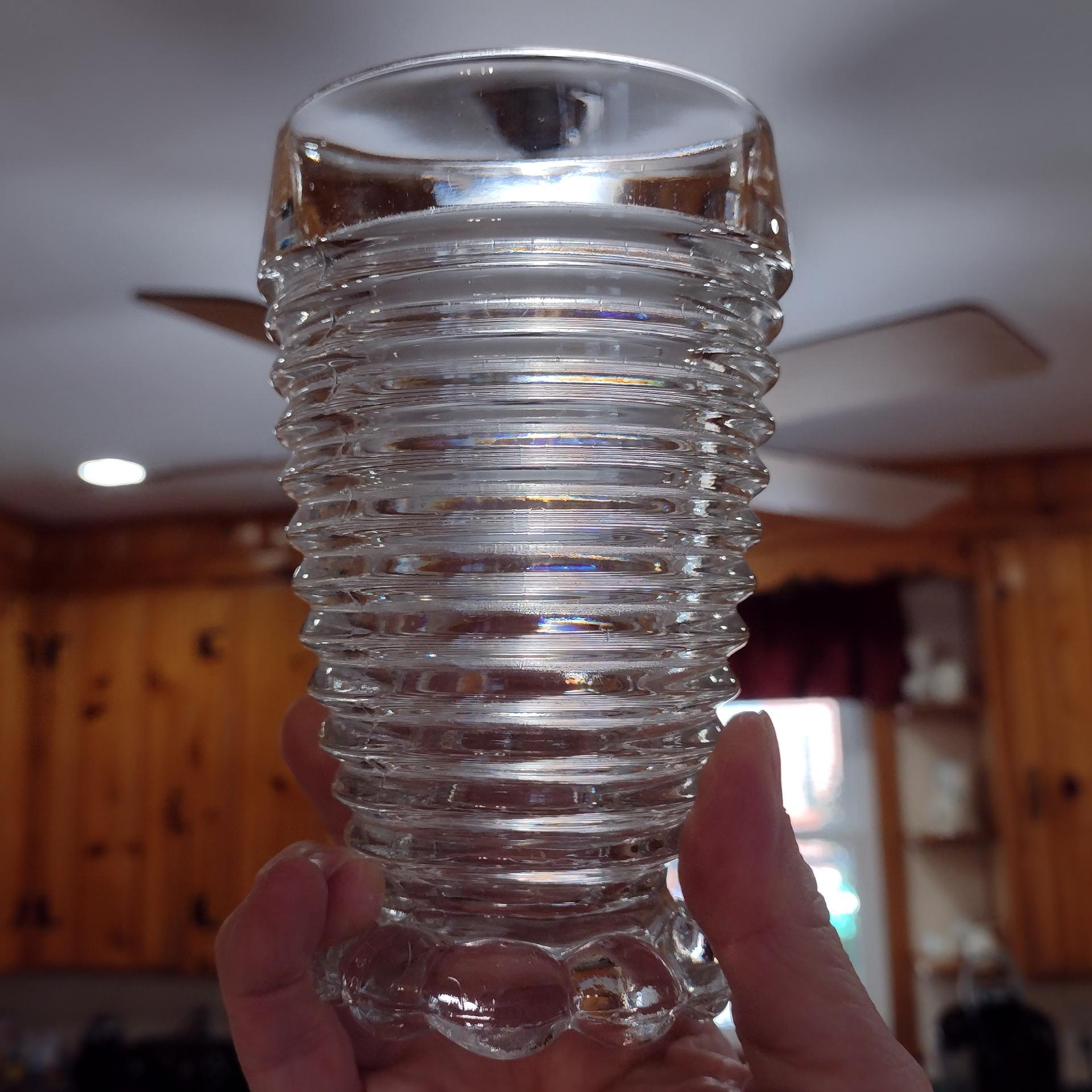 Vintage Anchor Hocking Manhattan Footed Clear Tumblers, Set of Four, Art Deco Retro Glassware