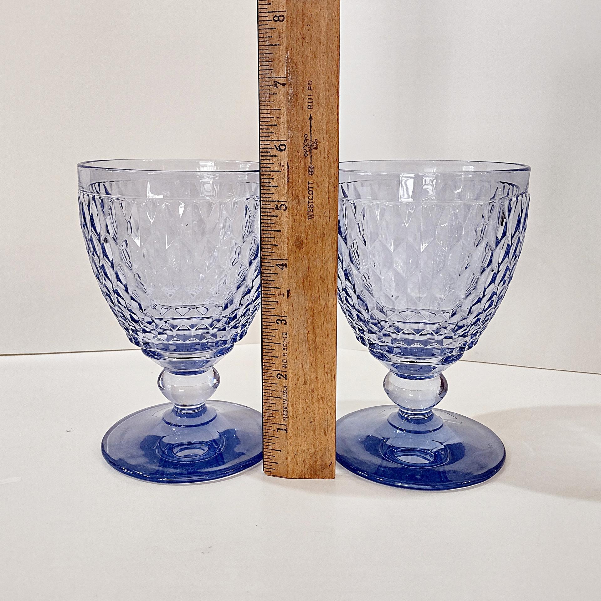 Vintage Villeroy and Boch Boston Blue Glass Water Goblets, Set of 2