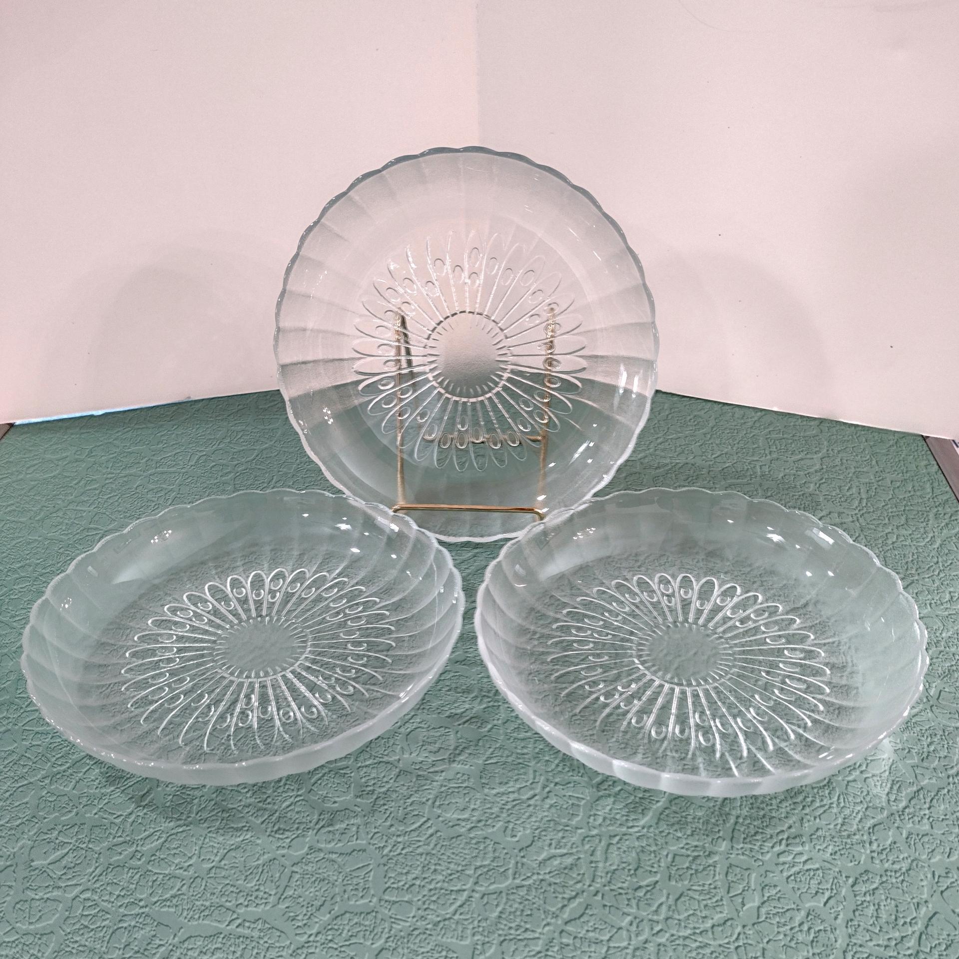 Vintage Libbey Bouquet Pattern 8 Inch Salad Dessert Plates, Set of Three, Deep Rimmed Salad Plates