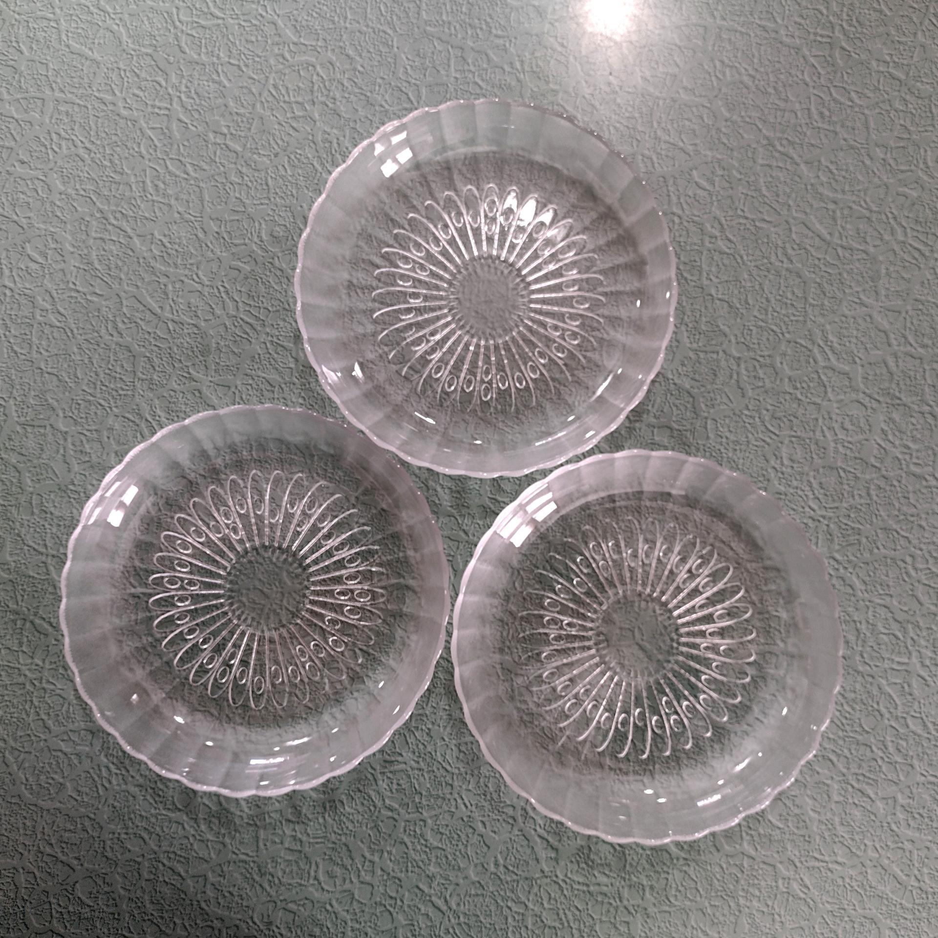 Vintage Libbey Bouquet Pattern 8 Inch Salad Dessert Plates, Set of Three, Deep Rimmed Salad Plates