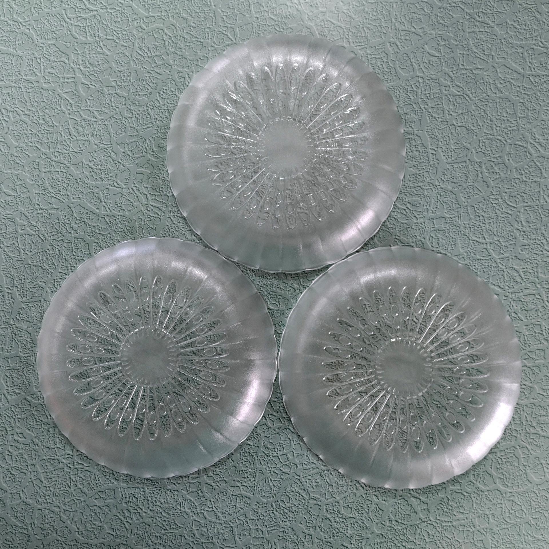 Vintage Libbey Bouquet Pattern 8 Inch Salad Dessert Plates, Set of Three, Deep Rimmed Salad Plates