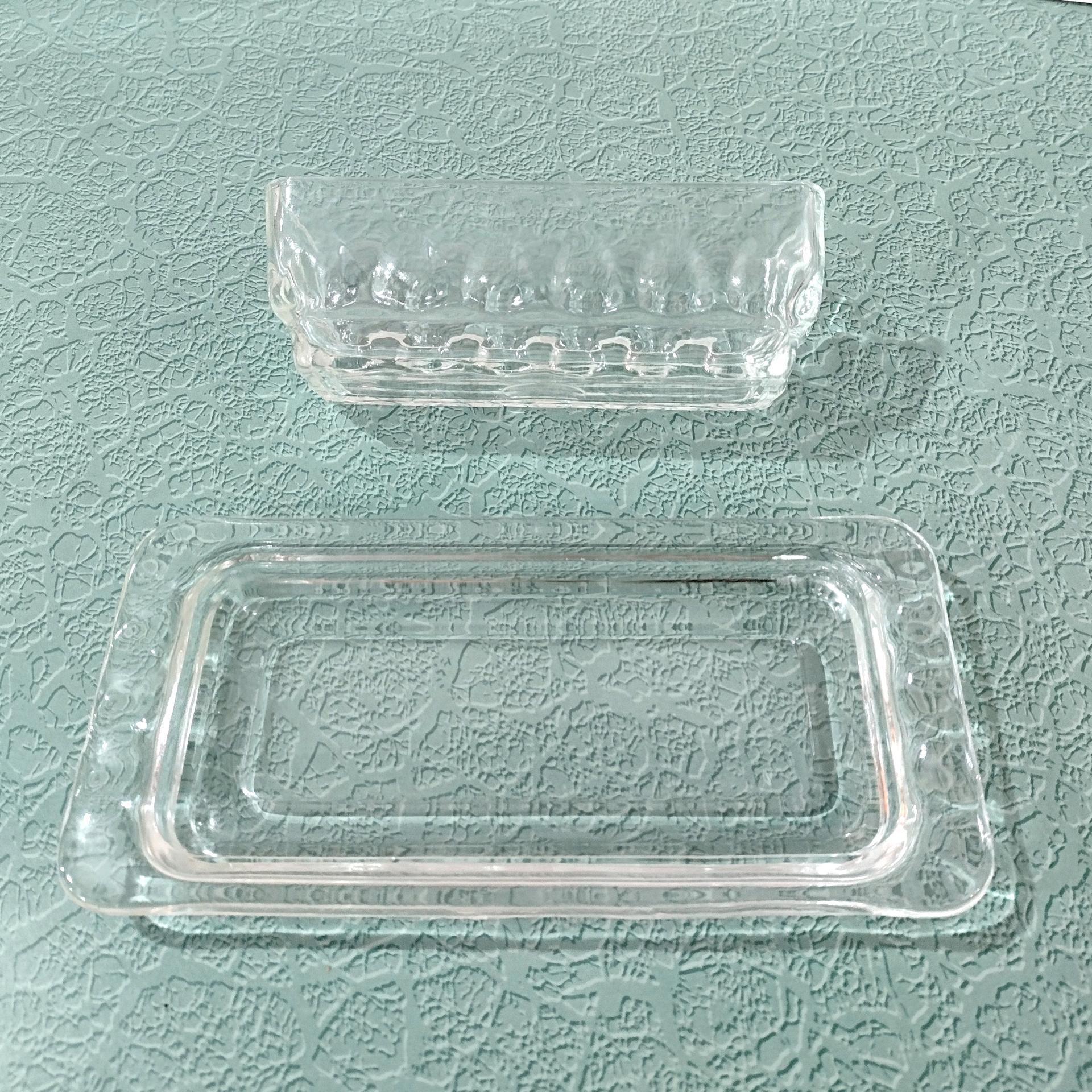Vintage Clear Glass Butter Dish with Thumbprint Design