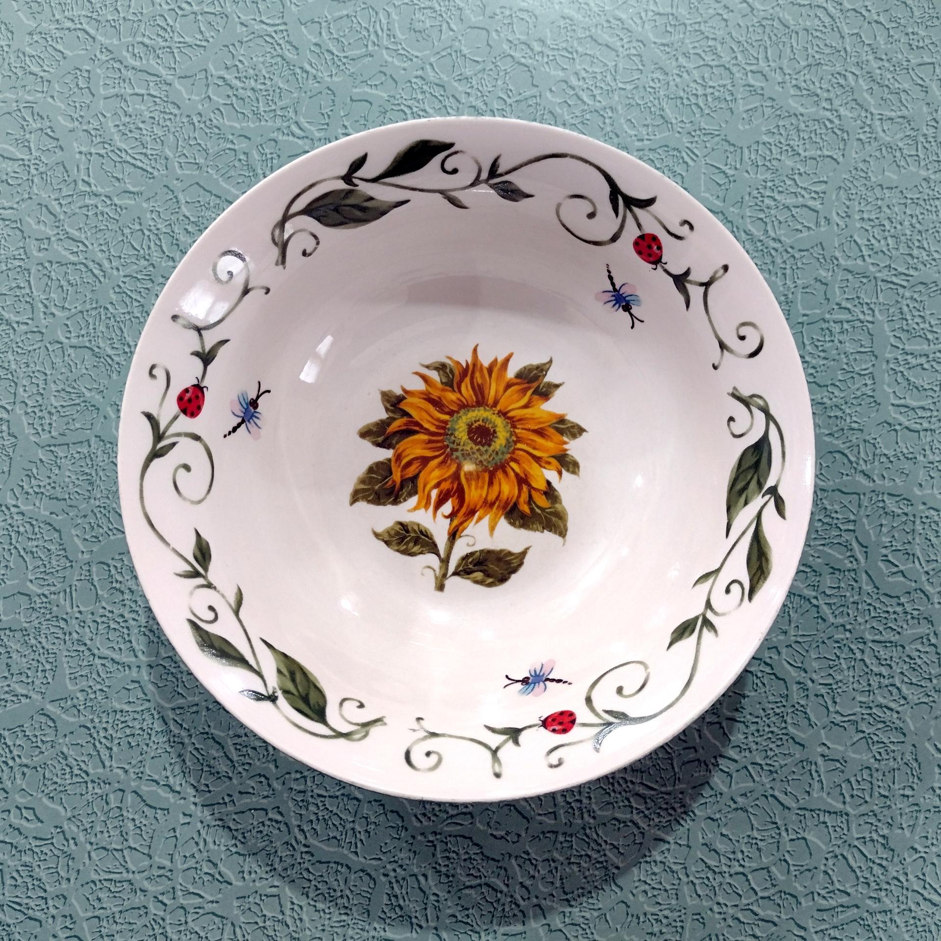 Vintage Tabletops Unlimited Butterflies and Botanical Garden Coupe Cereal Bowls, Set of Two