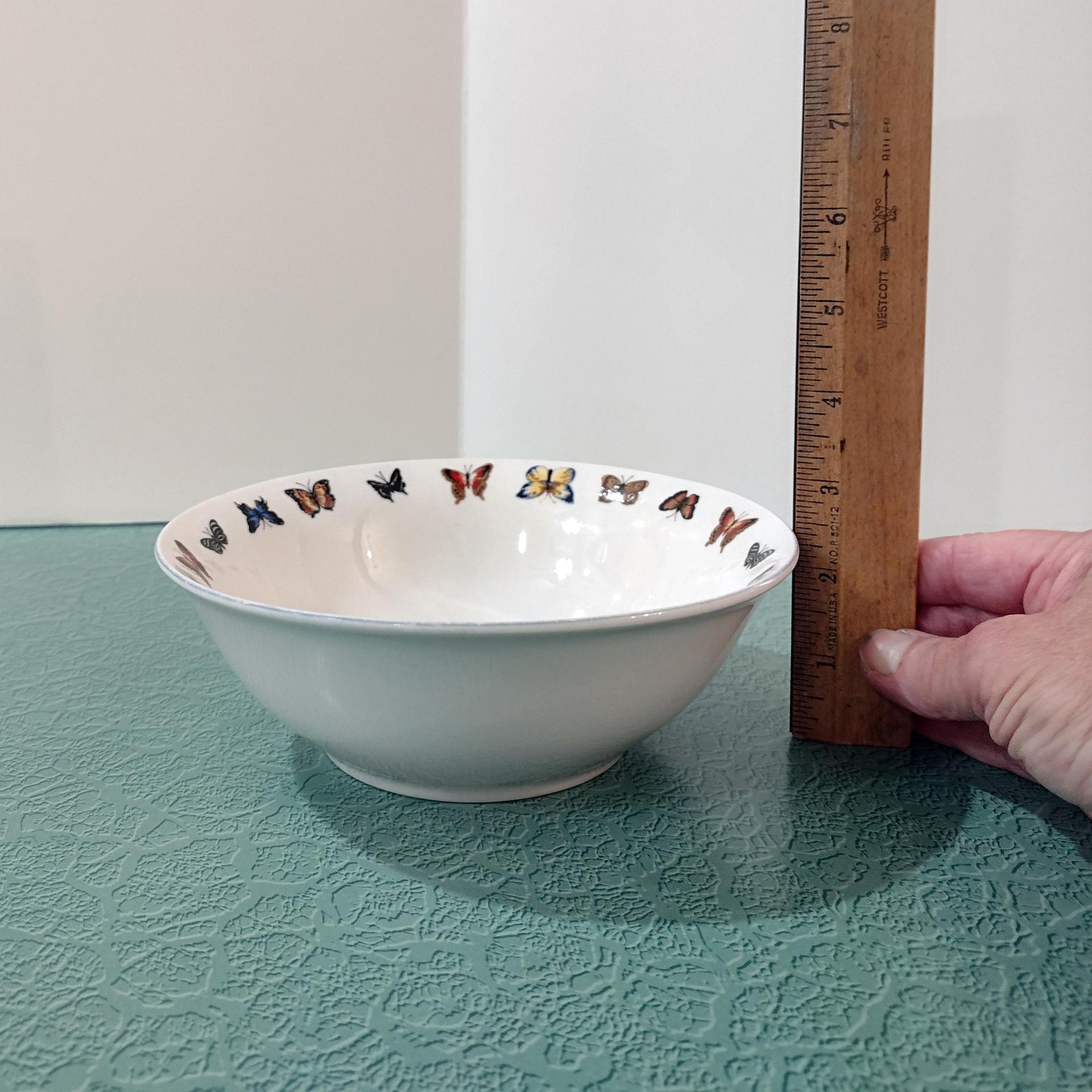 Vintage Tabletops Unlimited Butterflies and Botanical Garden Coupe Cereal Bowls, Set of Two