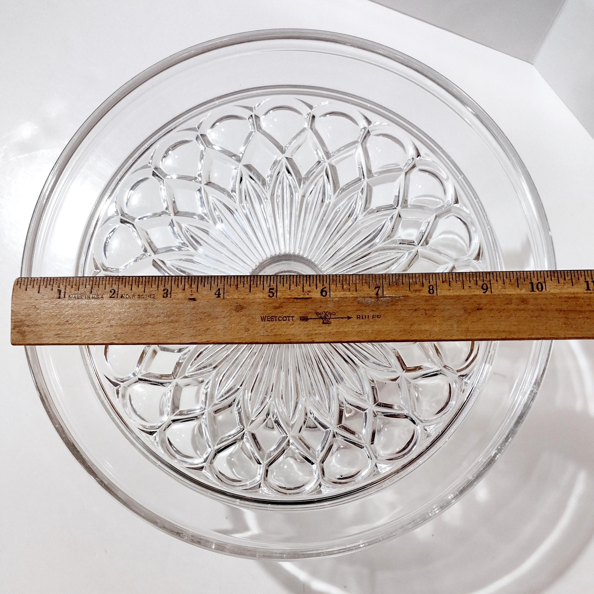 Antique Cooperative Flint Glass 190 Regal Block Clear Pressed Glass Pedestal Cake Stand with Lip, Vintage EAPG Pastry Dessert Display Plate